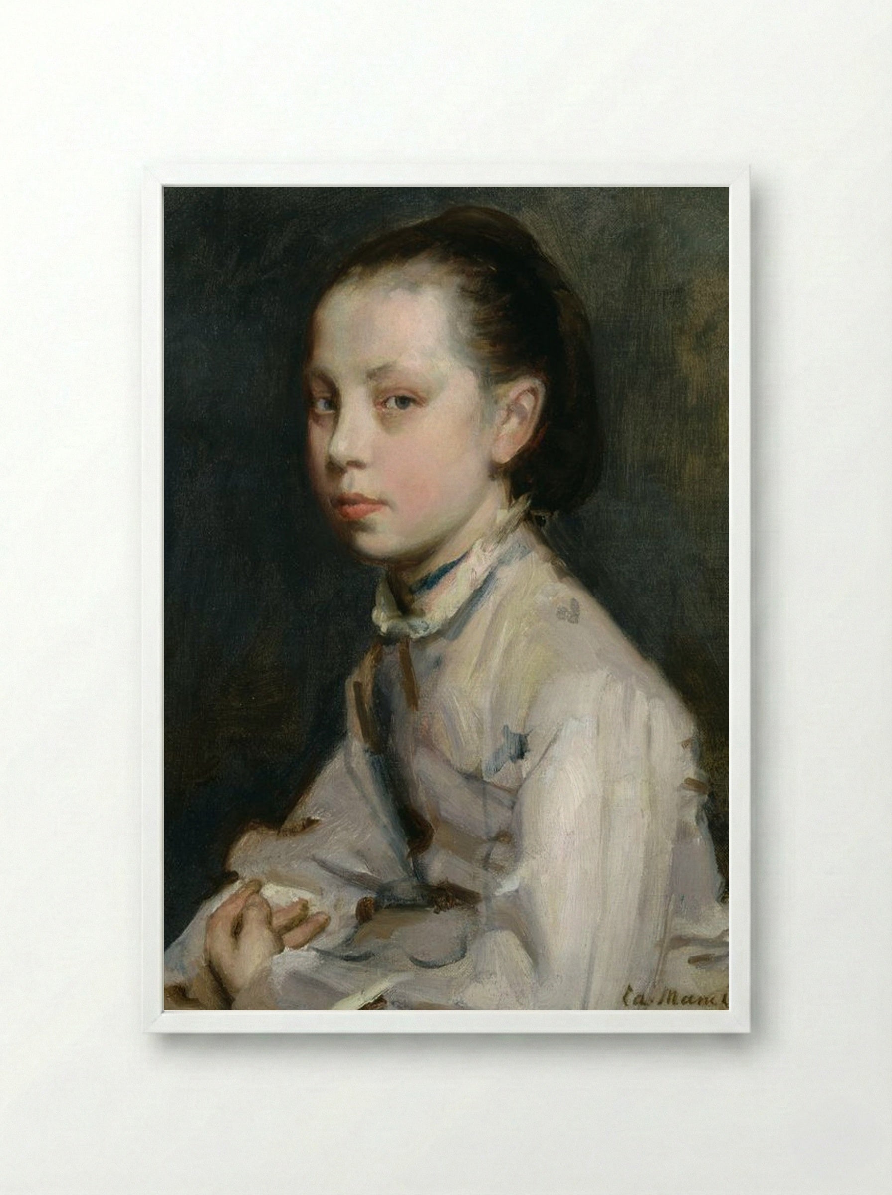 Portrait of a Girl - Berthe Morisot - Framed Print White