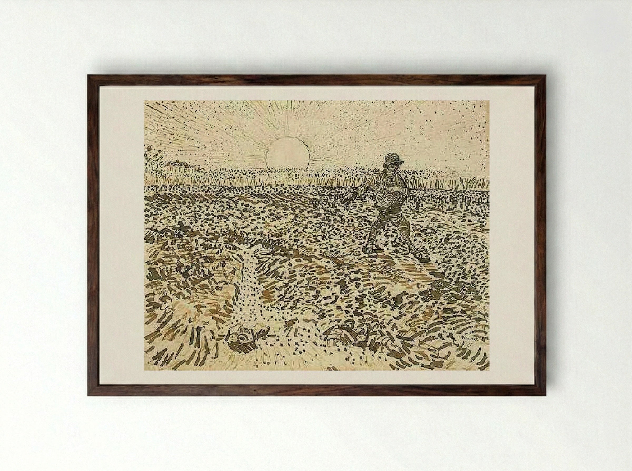 The Sower - Vincent van Gogh - Framed Print Dark Wood