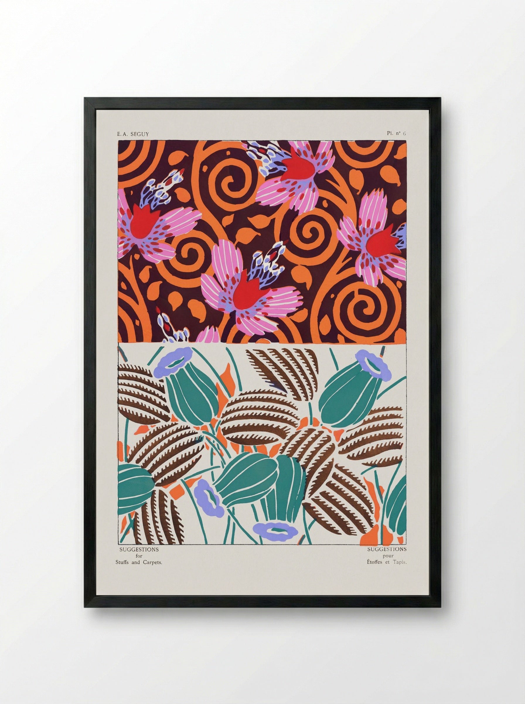 Suggestions for Stuffs and Carpets, Plate 6 - Émile-Allain Séguy - Framed Print Black