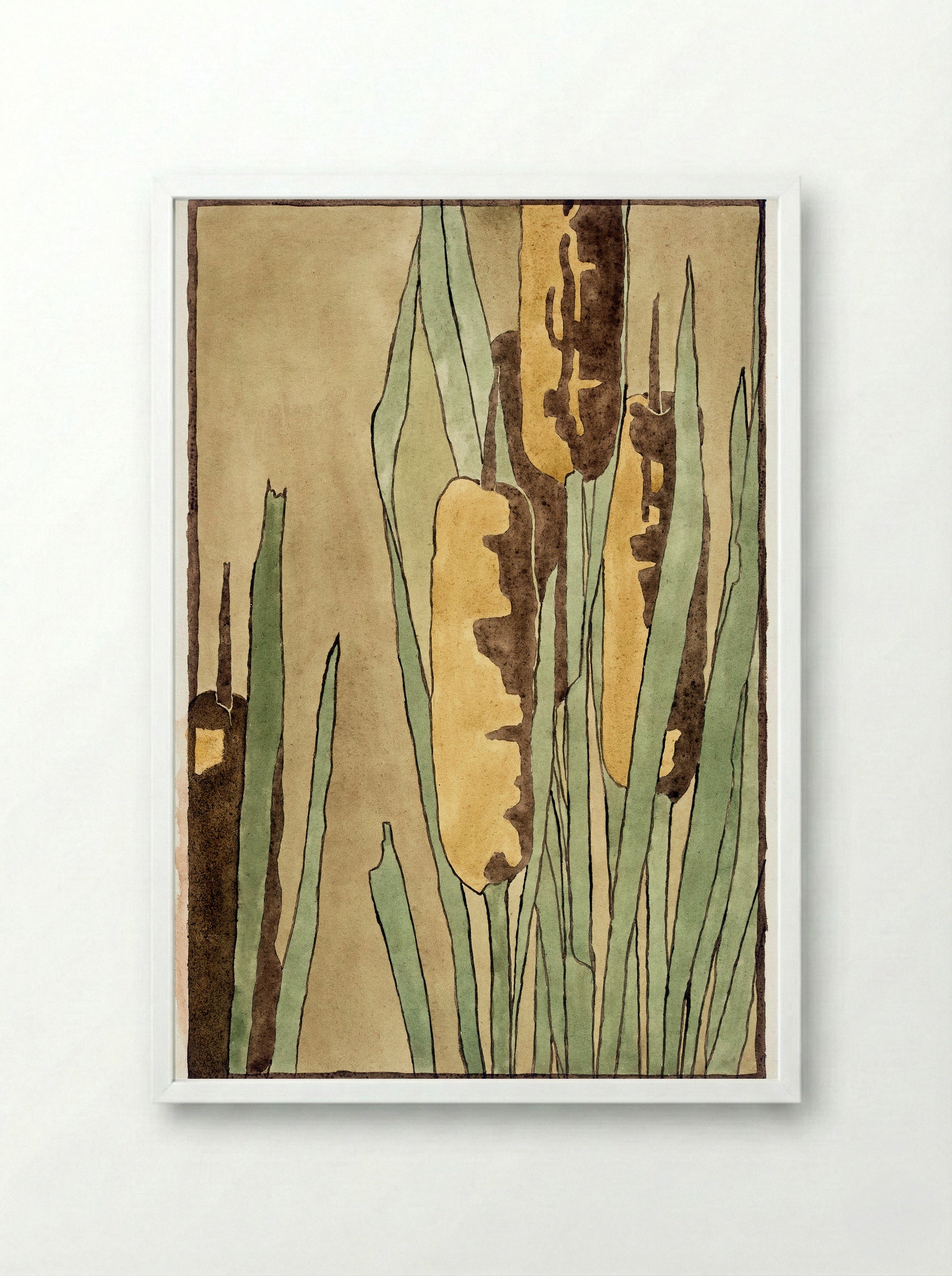 Cattail - Hannah Borger Overbeck - Framed Print White