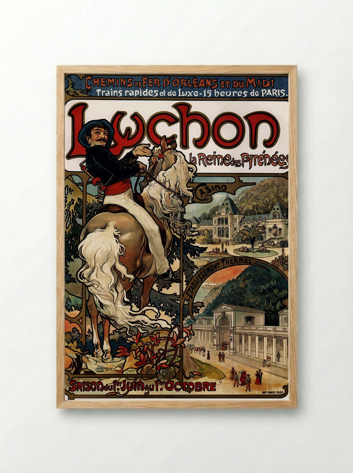 Luchon (Travel Poster) - Fine Art Print - Framed Print Wood