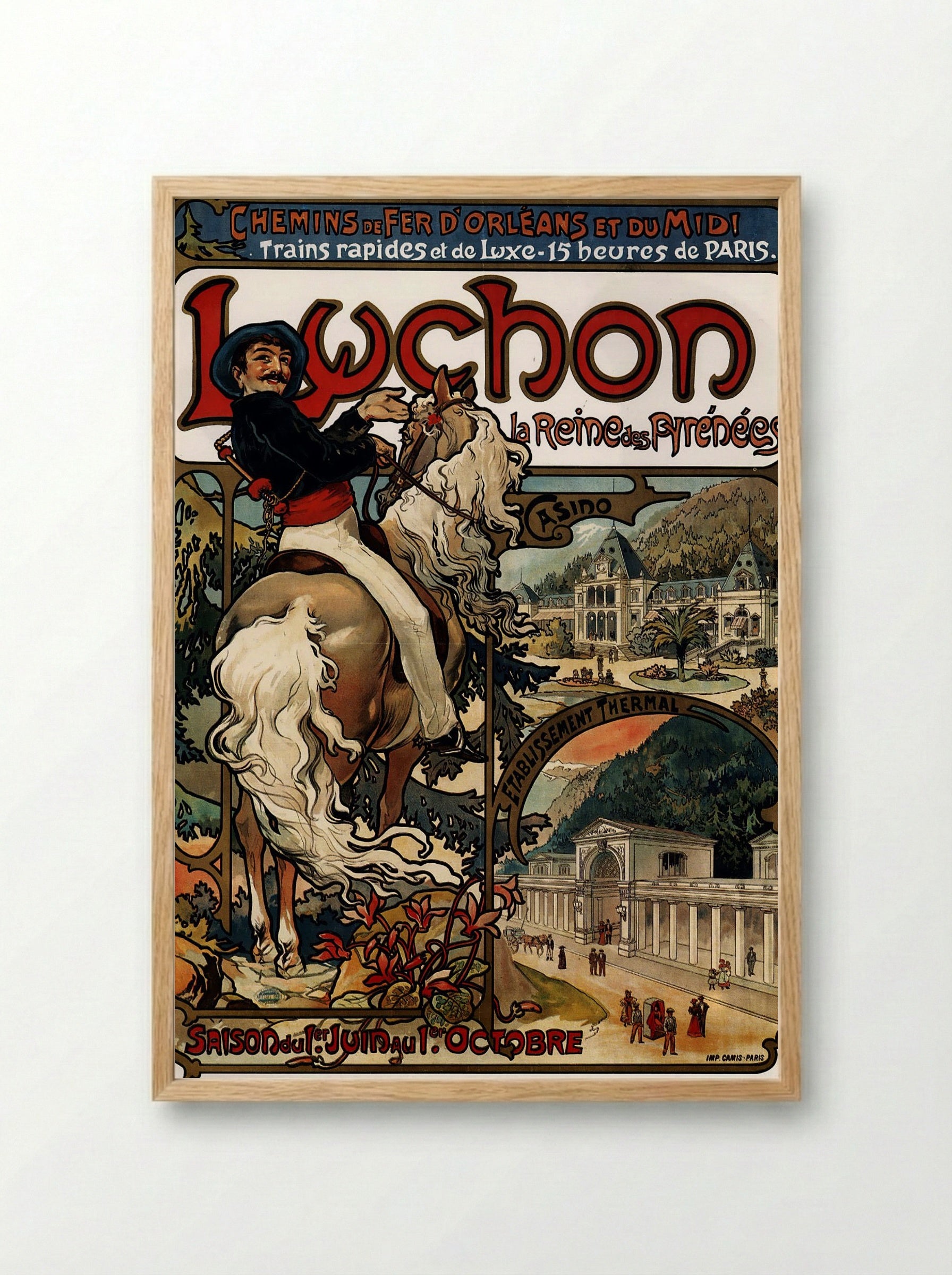 Luchon (Travel Poster) - Fine Art Print - Framed Print Wood