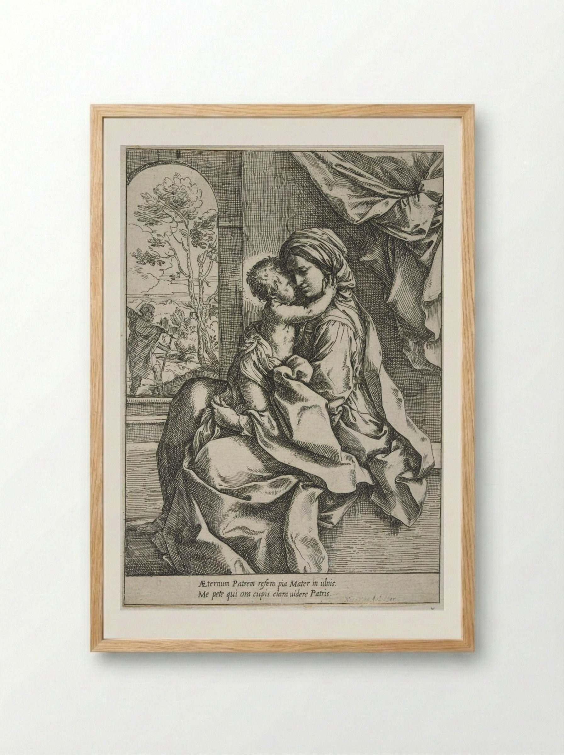 Madonna and Child, Saint Joseph in the Background - Guido Reni - Framed Print Wood