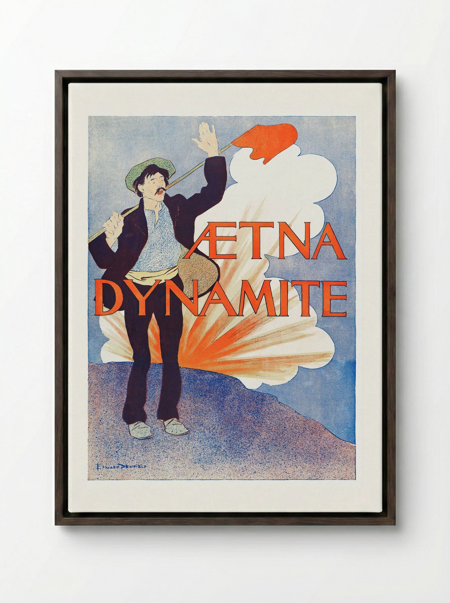 Aetna Dynamite - Edward Penfield - Framed Canvas Dark Wood