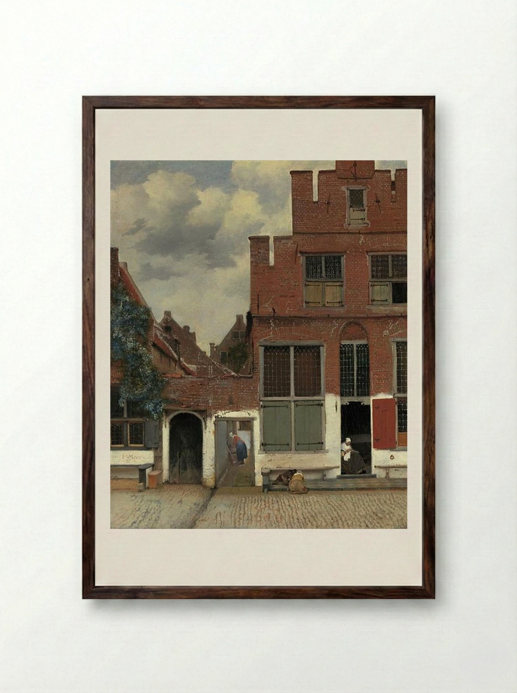The Little Street - Johannes Vermeer - Framed Print Dark Wood