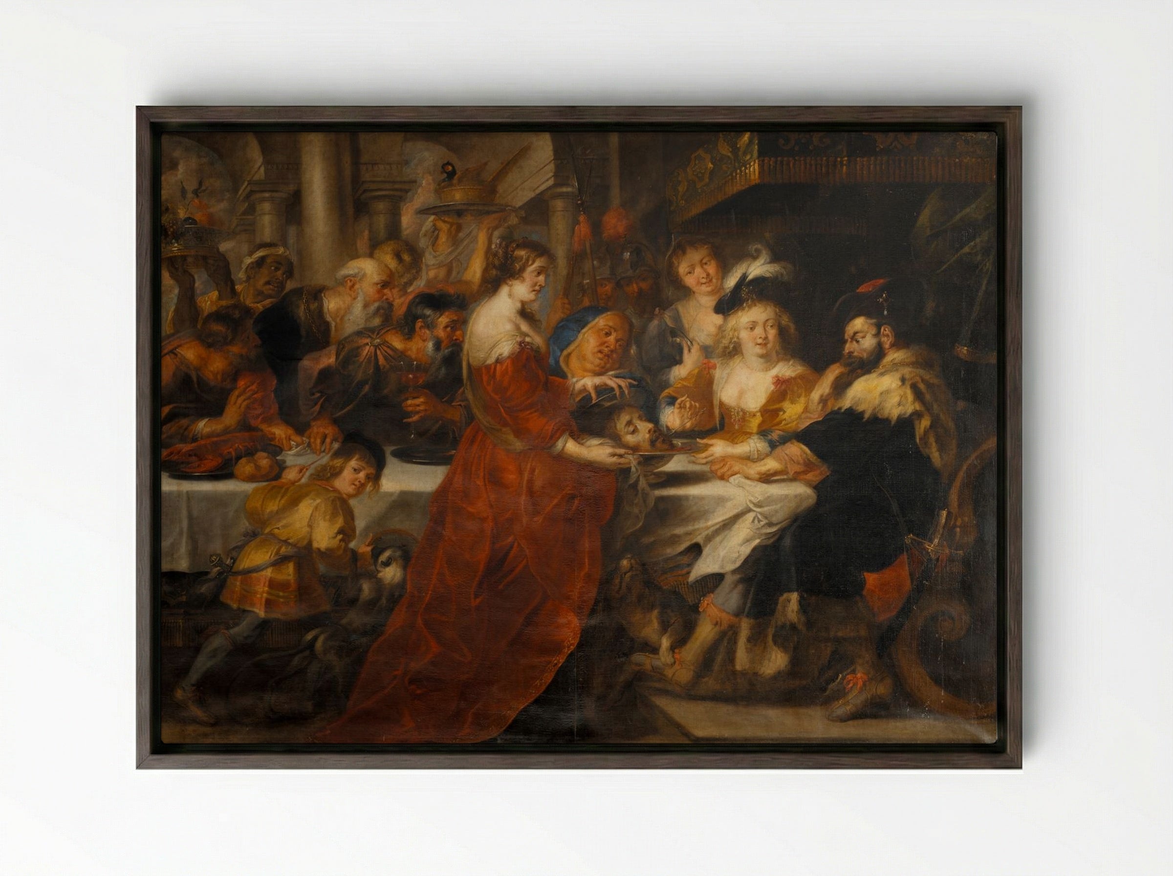 The Feast of Herod - Peter Paul Rubens - Framed Canvas Dark Wood