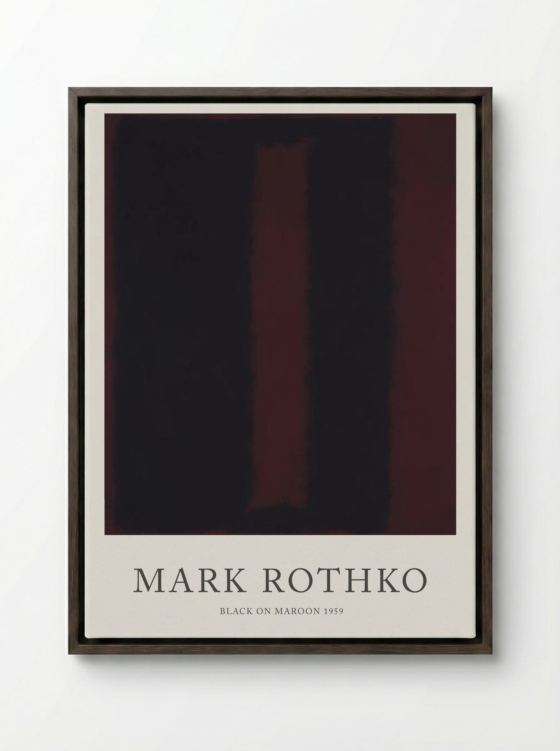 Black on Maroon - Mark Rothko - Framed Canvas Dark Wood