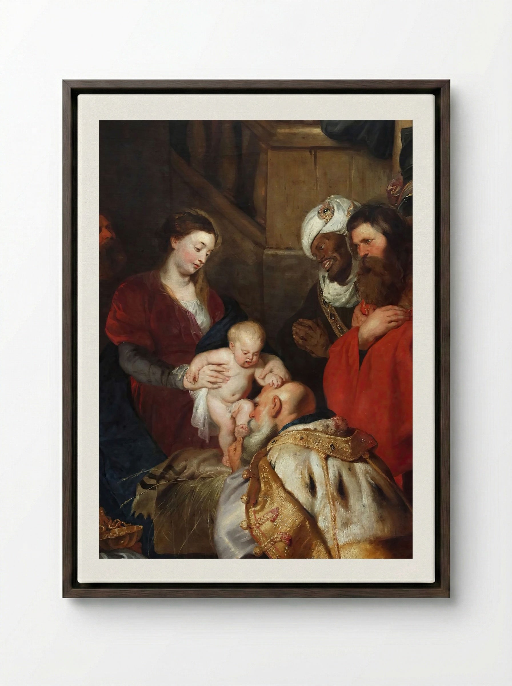 Adoration of the Magi - Peter Paul Rubens - Framed Canvas Dark Wood