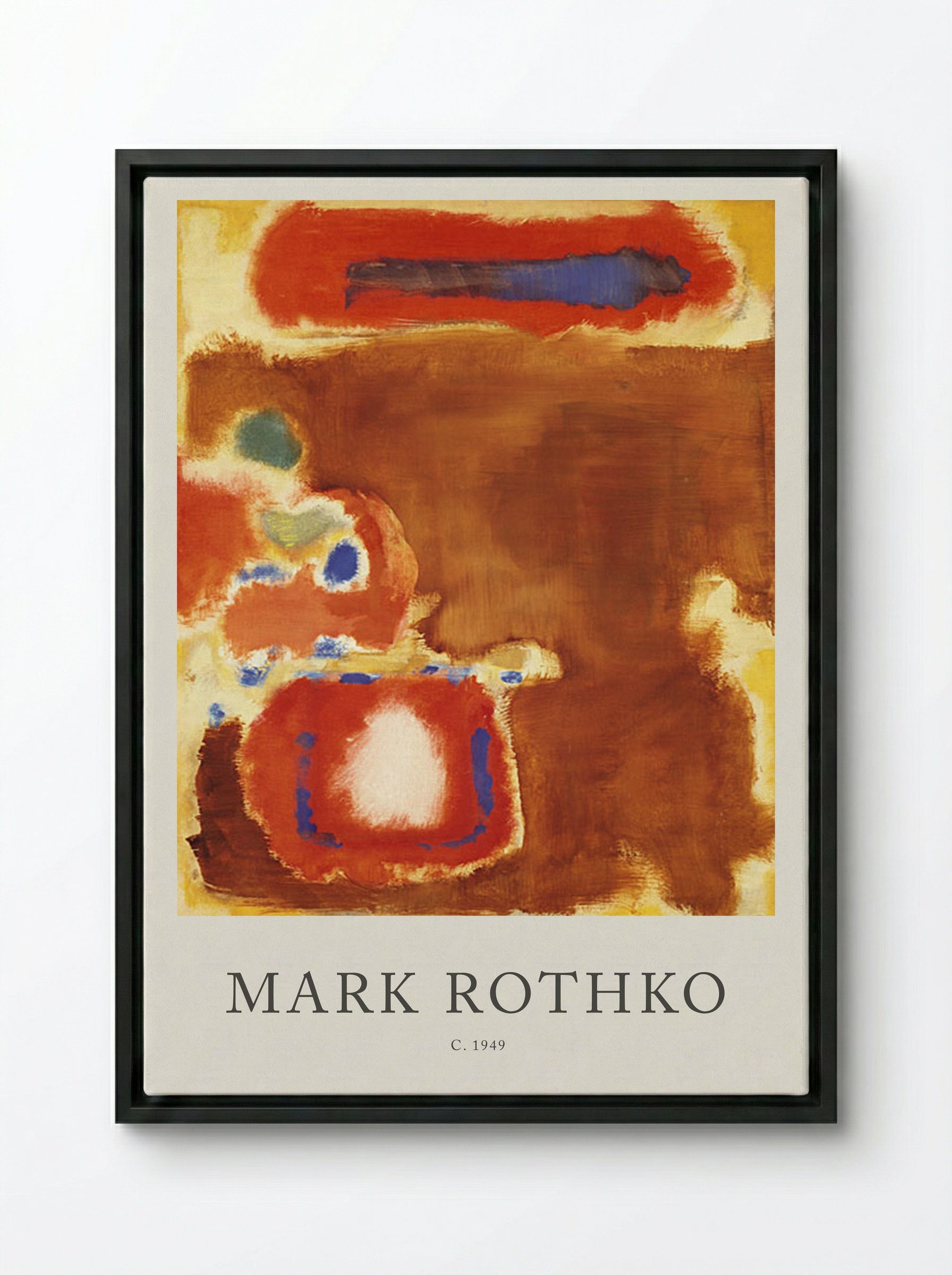 Untitled (Brown, Red and Blue) - Mark Rothko - Framed Canvas Black