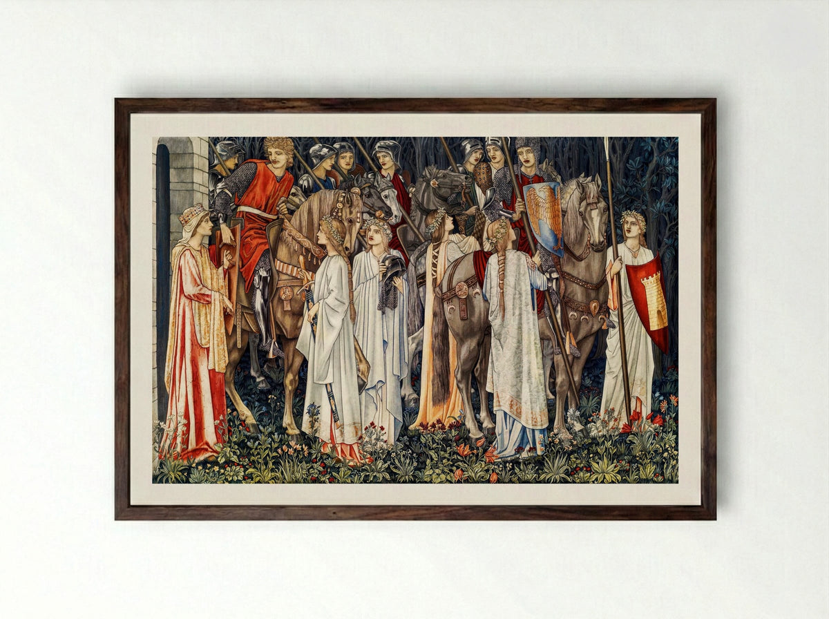 The Arming and Departure of the Knights - William Morris - Framed Print Dark Wood