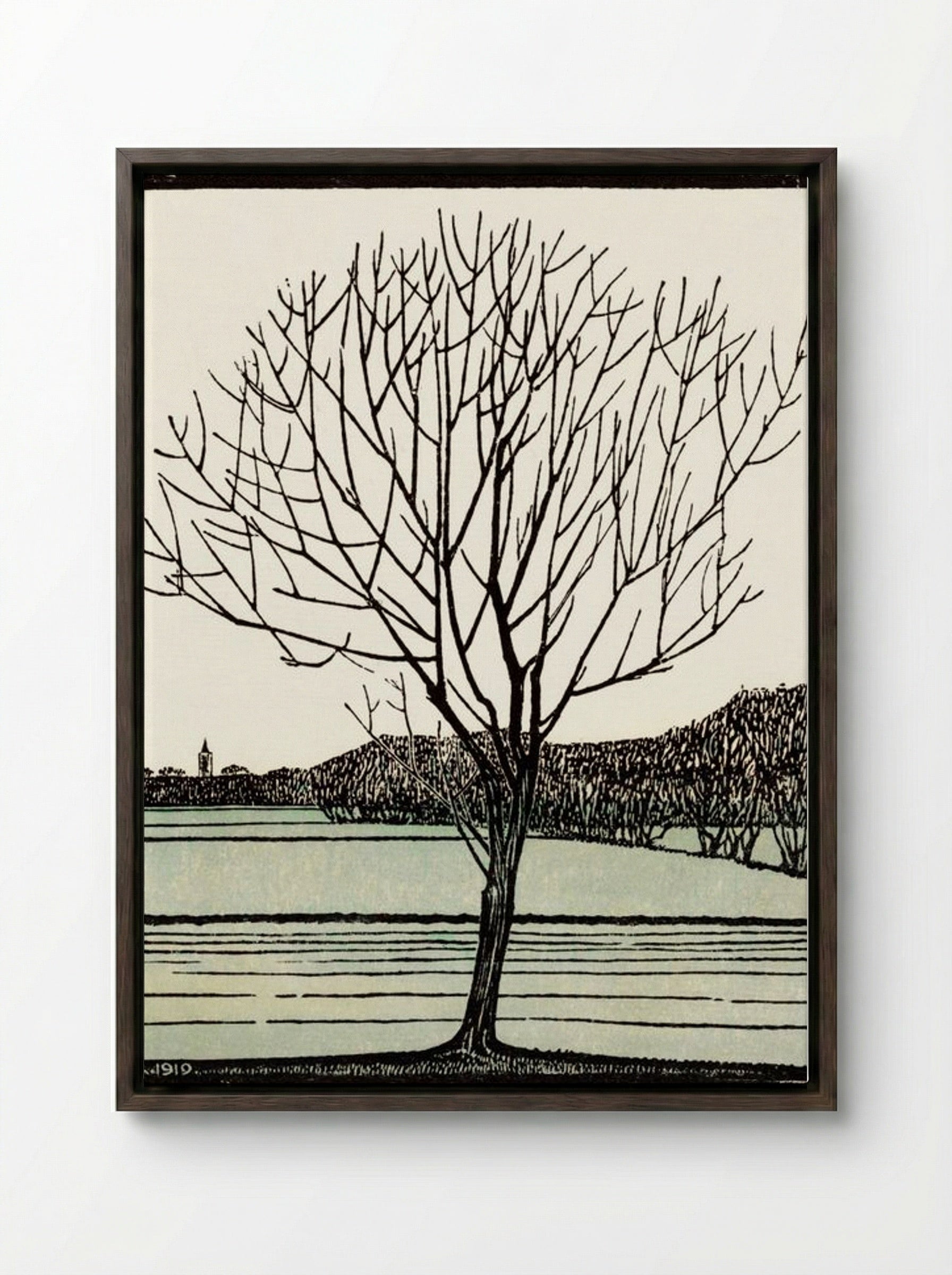 Bald Tree - Julie de Graag - Framed Canvas Dark Wood