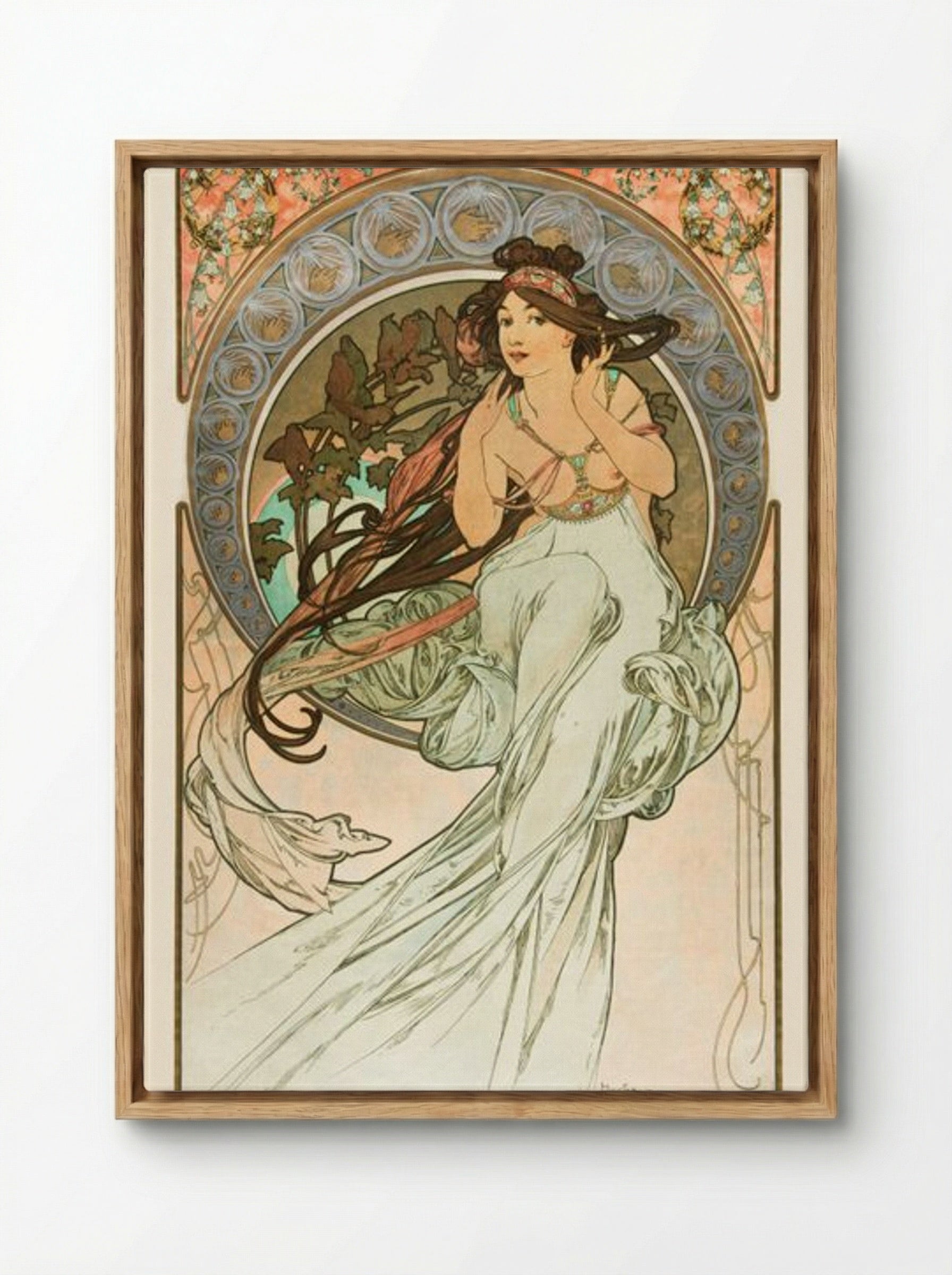 Music, from 'Les Arts' - Alphonse Mucha - Framed Canvas Wood