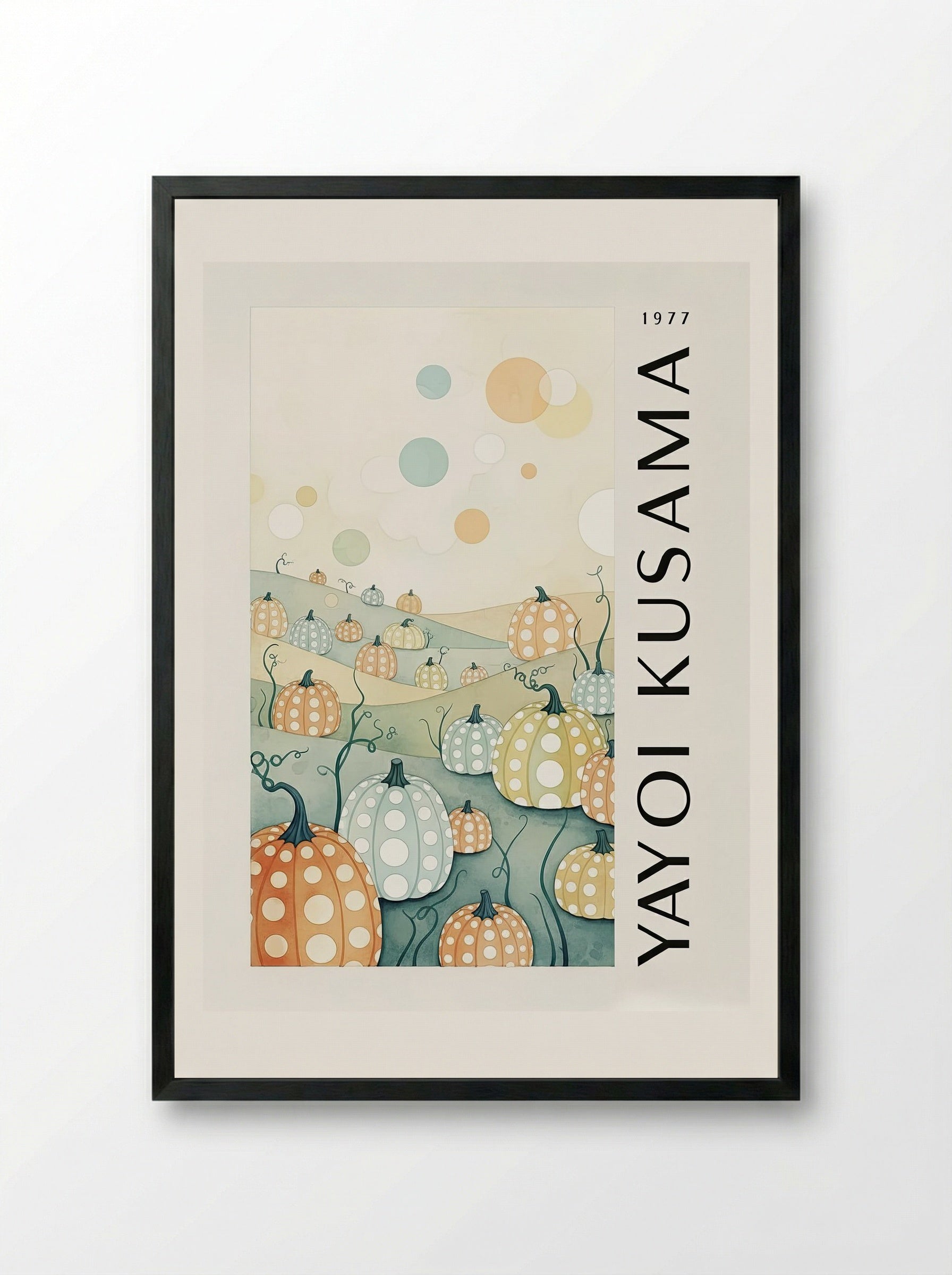 Pumpkins - Yayoi Kusama - Framed Print Black