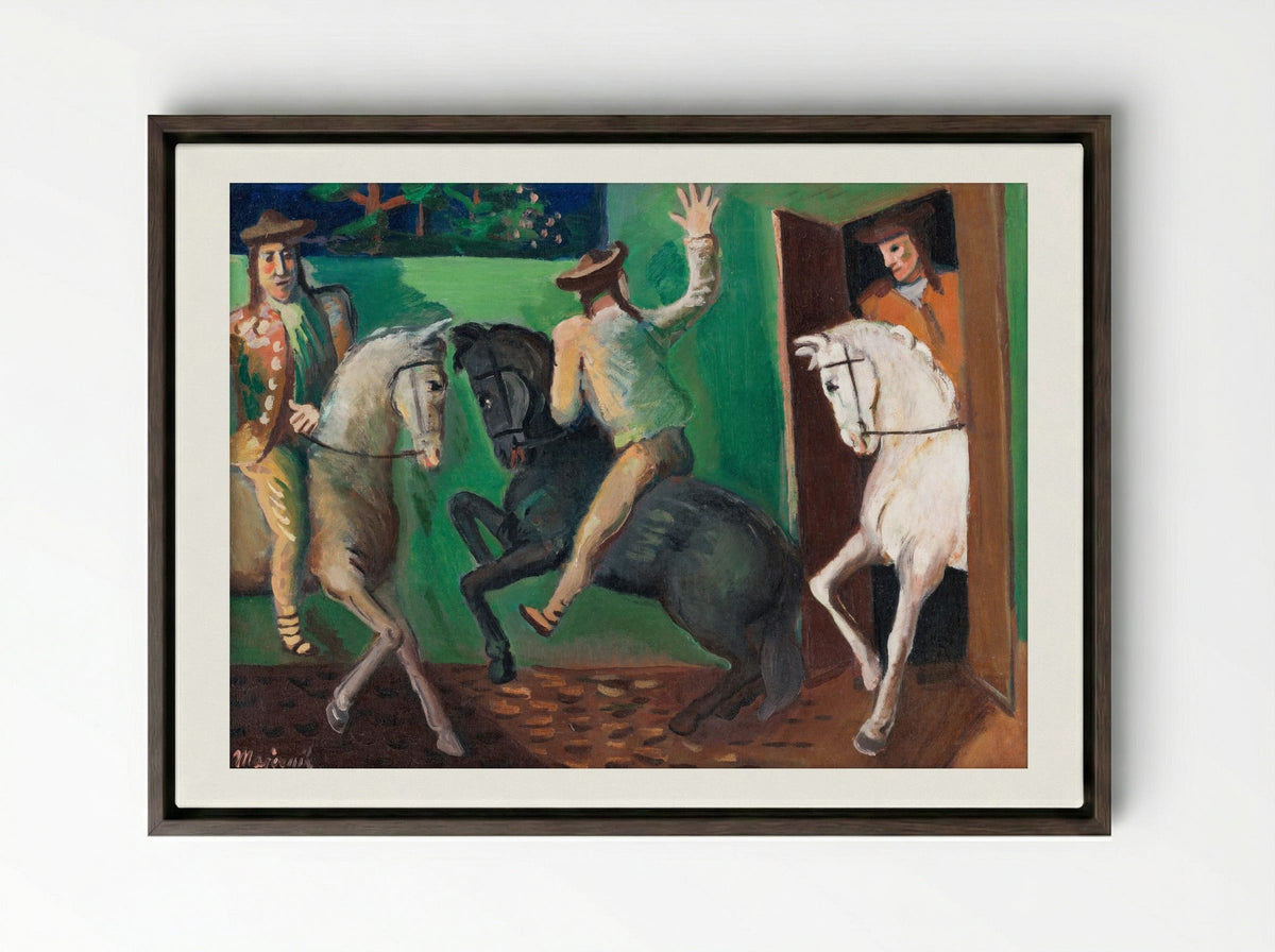Riders on Horses - Cyprián Majerník - Framed Canvas Dark Wood