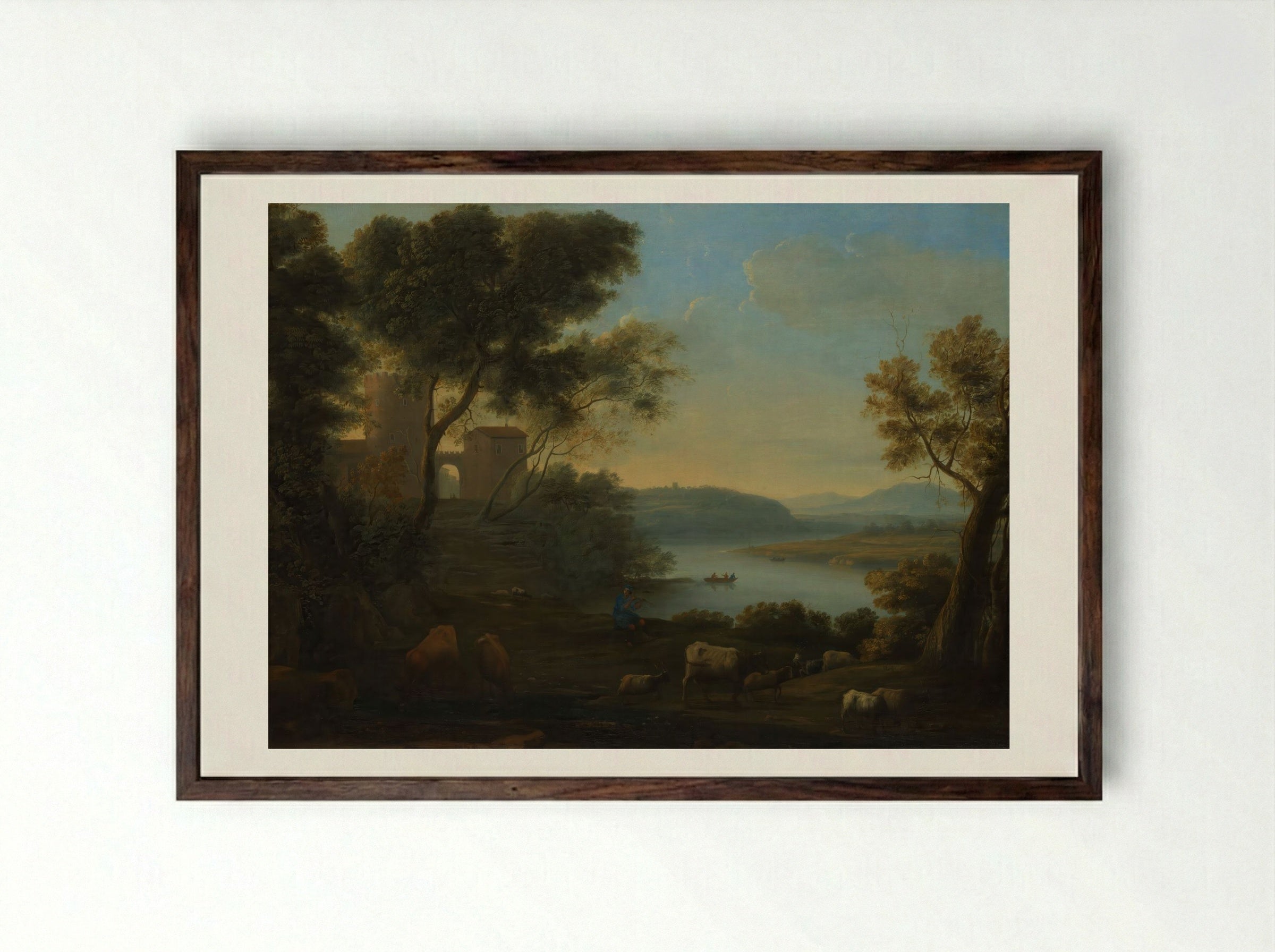 Pastoral Landscape, The Roman Campagna - Claude Lorrain - Framed Print Dark Wood