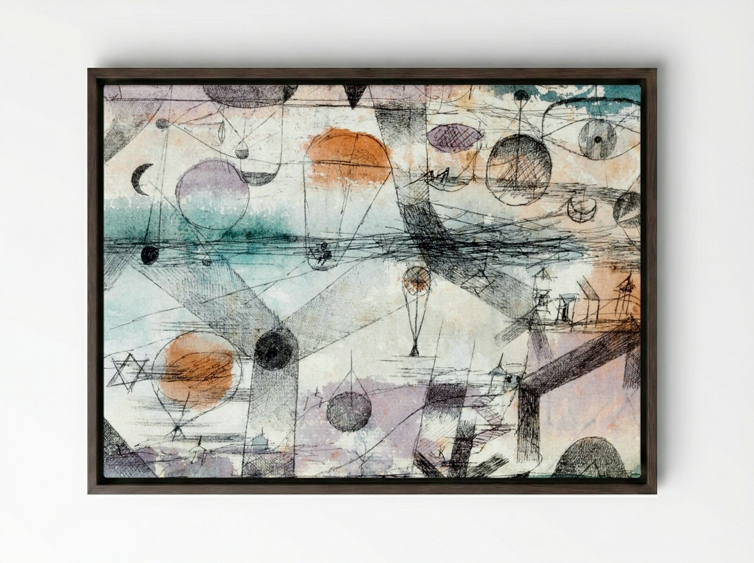 In the Realm of Air - Paul Klee - Framed Canvas Dark Wood