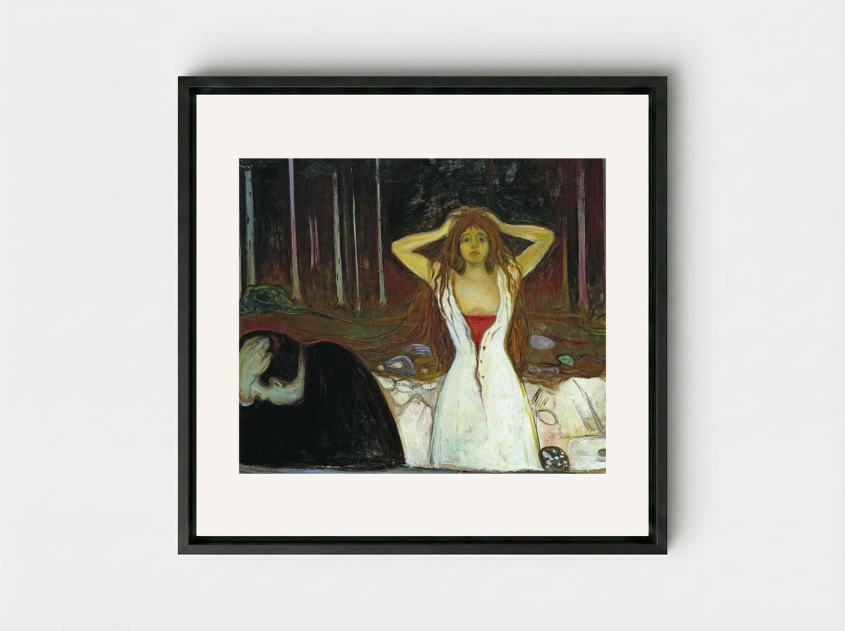 Ashes - Edvard Munch - Framed Canvas Black