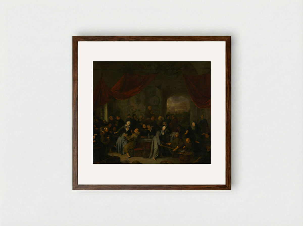 Monk's Entertainment in a Roman Cloister - Pieter Jansz. Quast - Framed Print Dark Wood