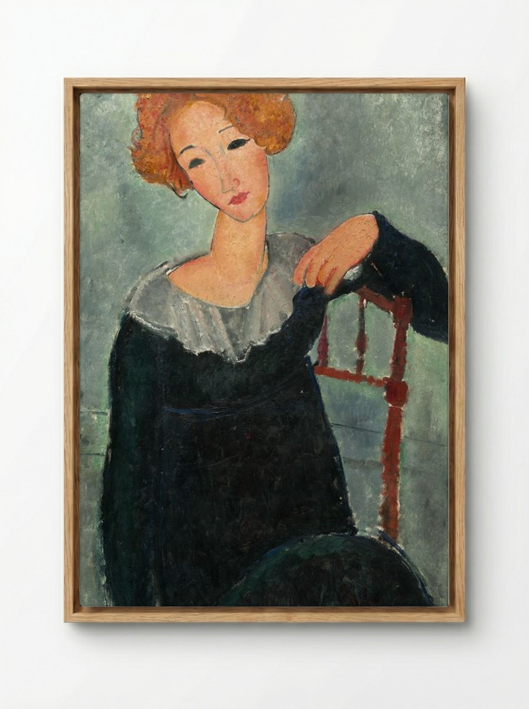 Woman with Red Hair - Amedeo Modigliani - Framed Canvas Wood