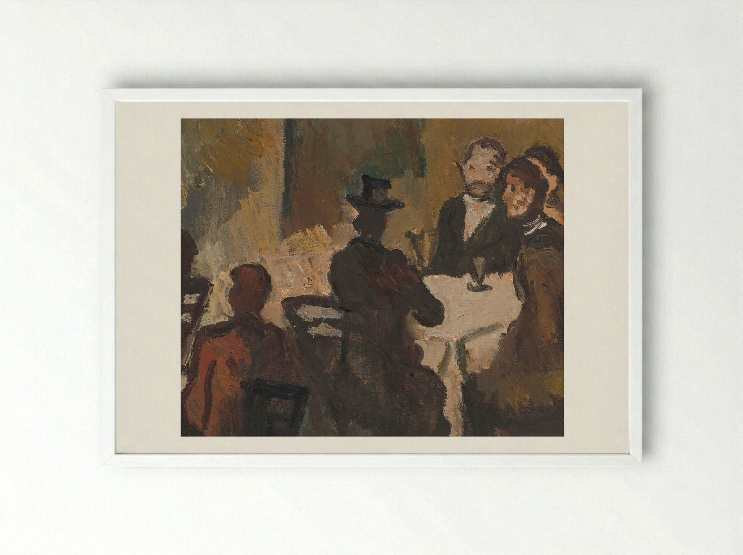 Company in a Coffee Shop - Cyprián Majerník - Framed Print White