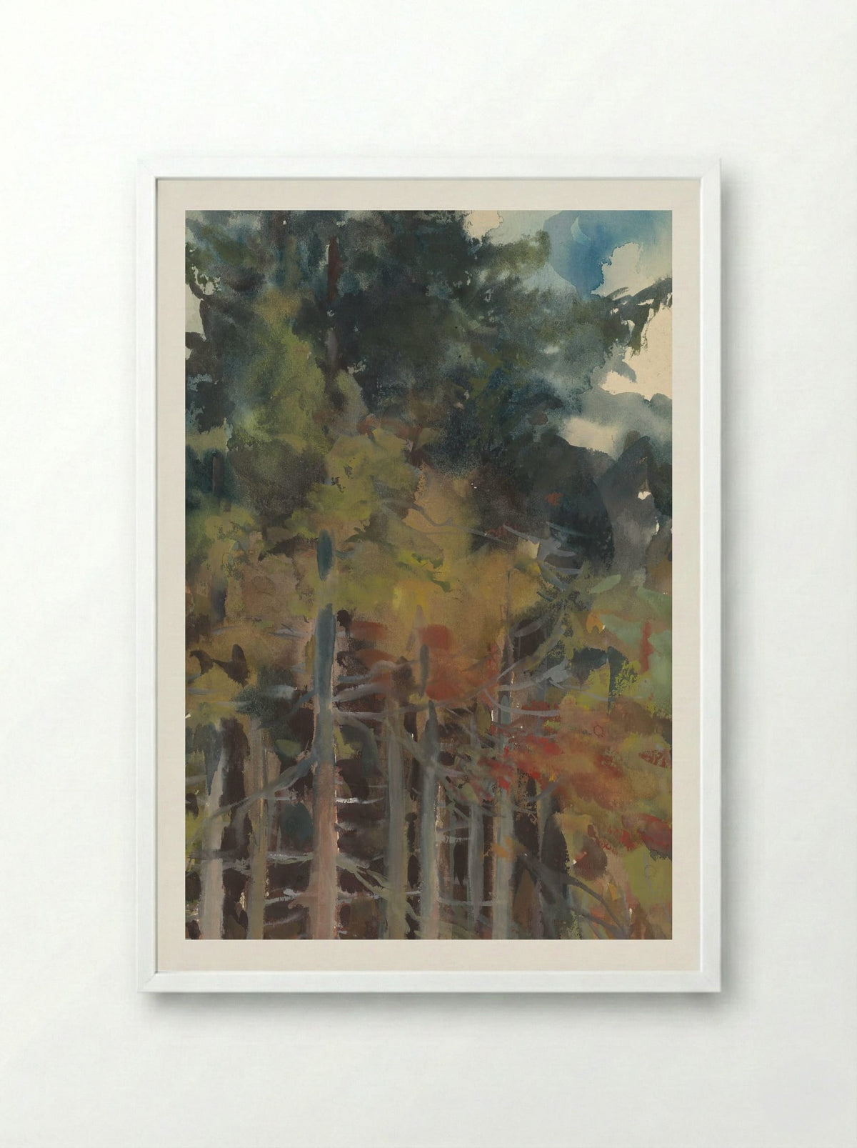 In the Forest in Autumn - Zolo Palugyay - Framed Print White