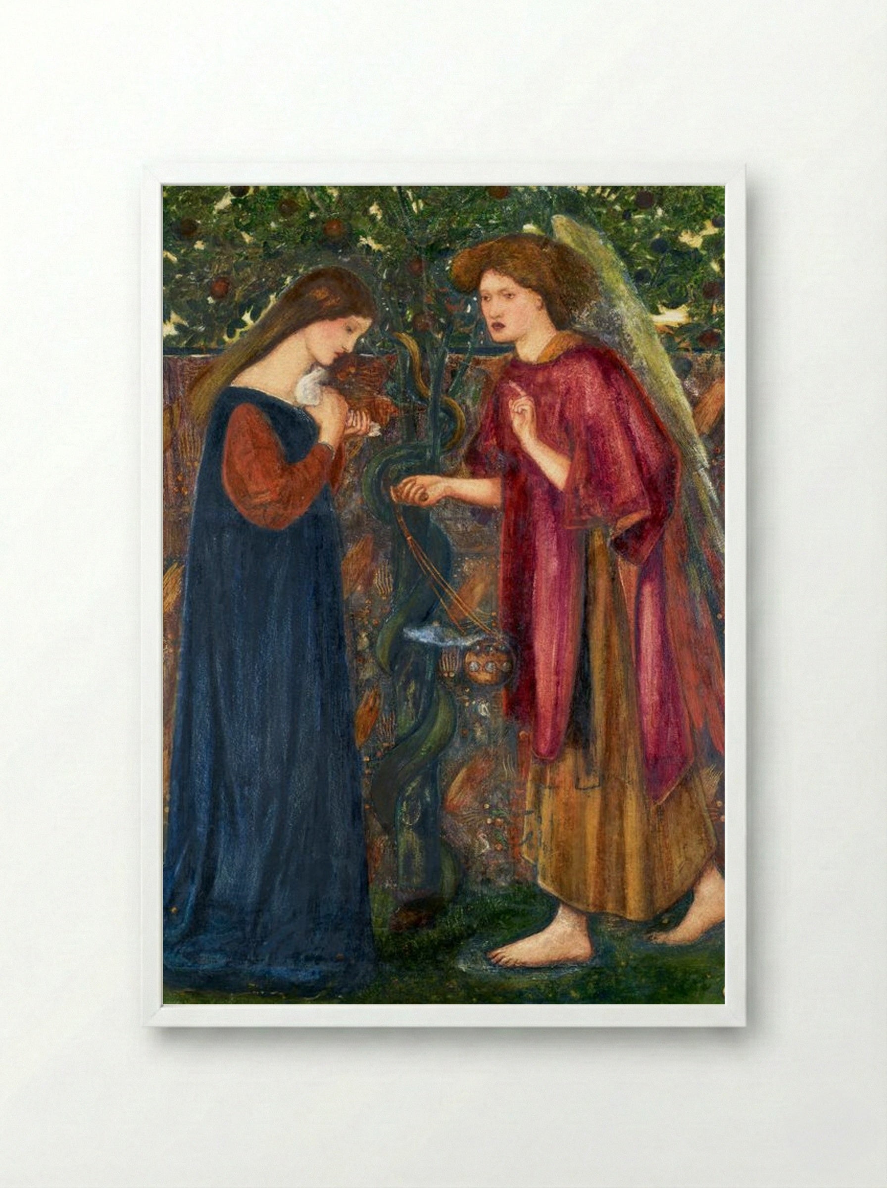 The Annunciation - Edward Burne-Jones - Framed Print White