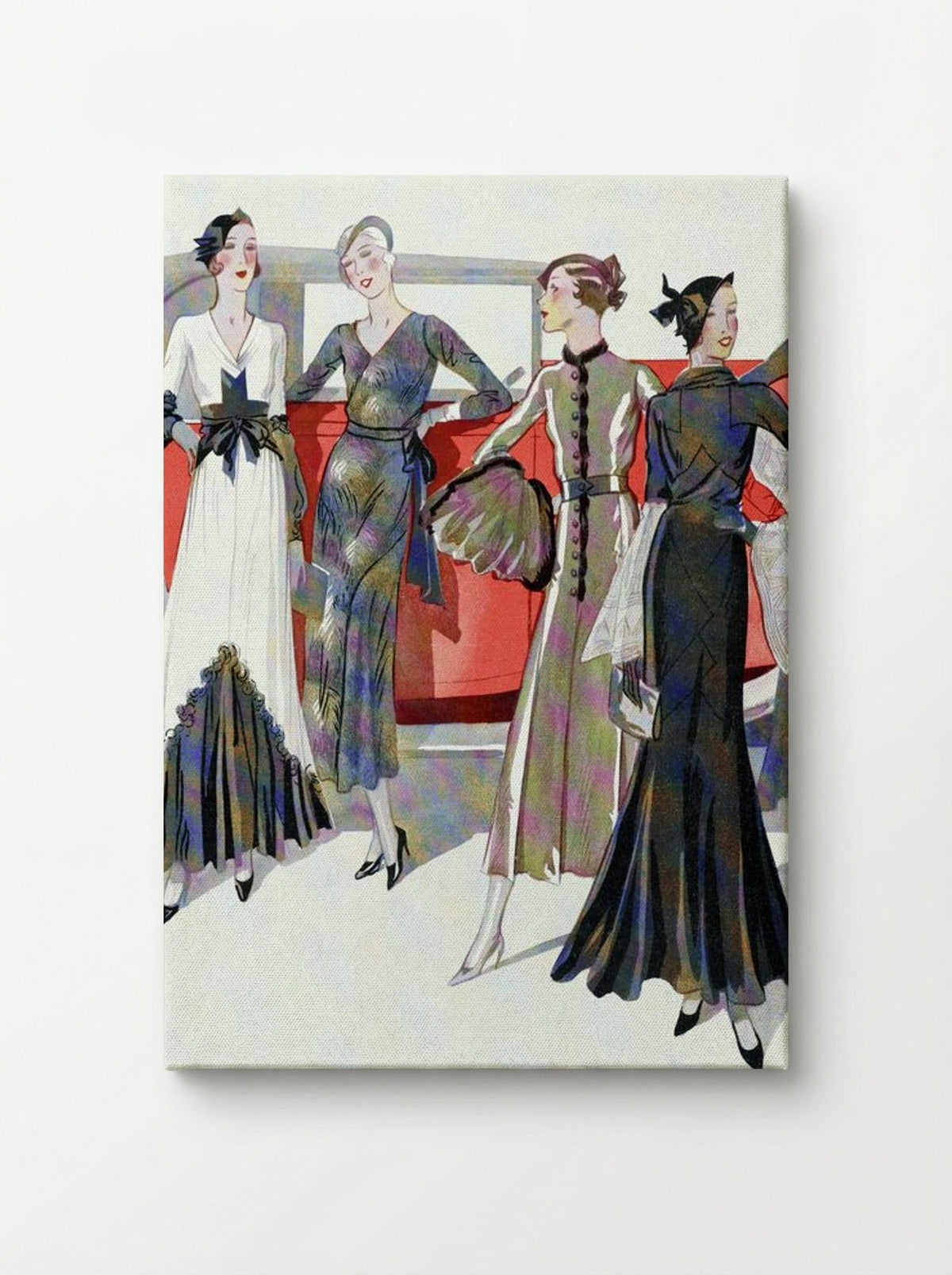 Four Women by a Car - Worth, Martial et Armand, and Dupouy-Magnin - Canvas
