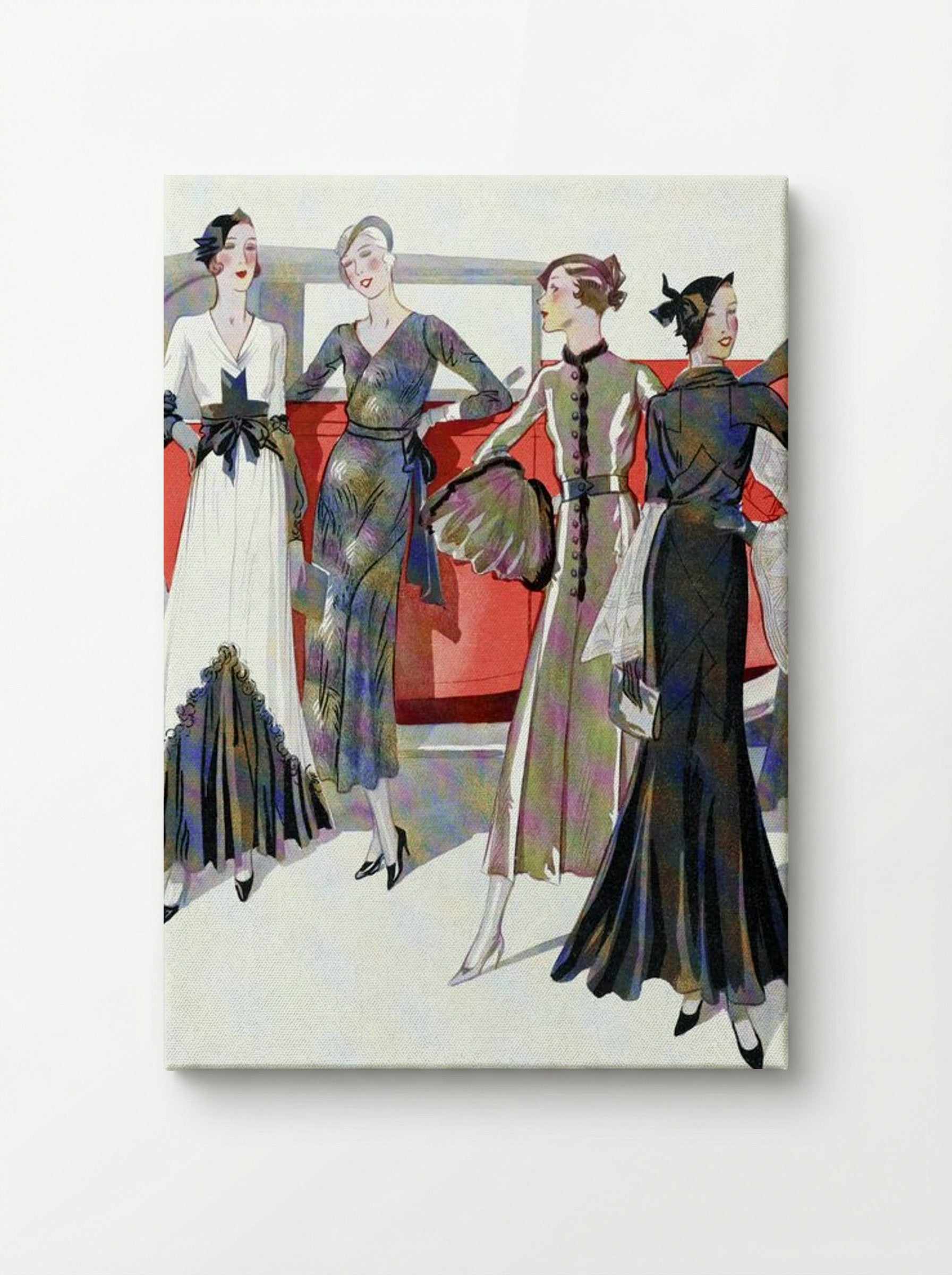 Four Women by a Car - Worth, Martial et Armand, and Dupouy-Magnin - Canvas