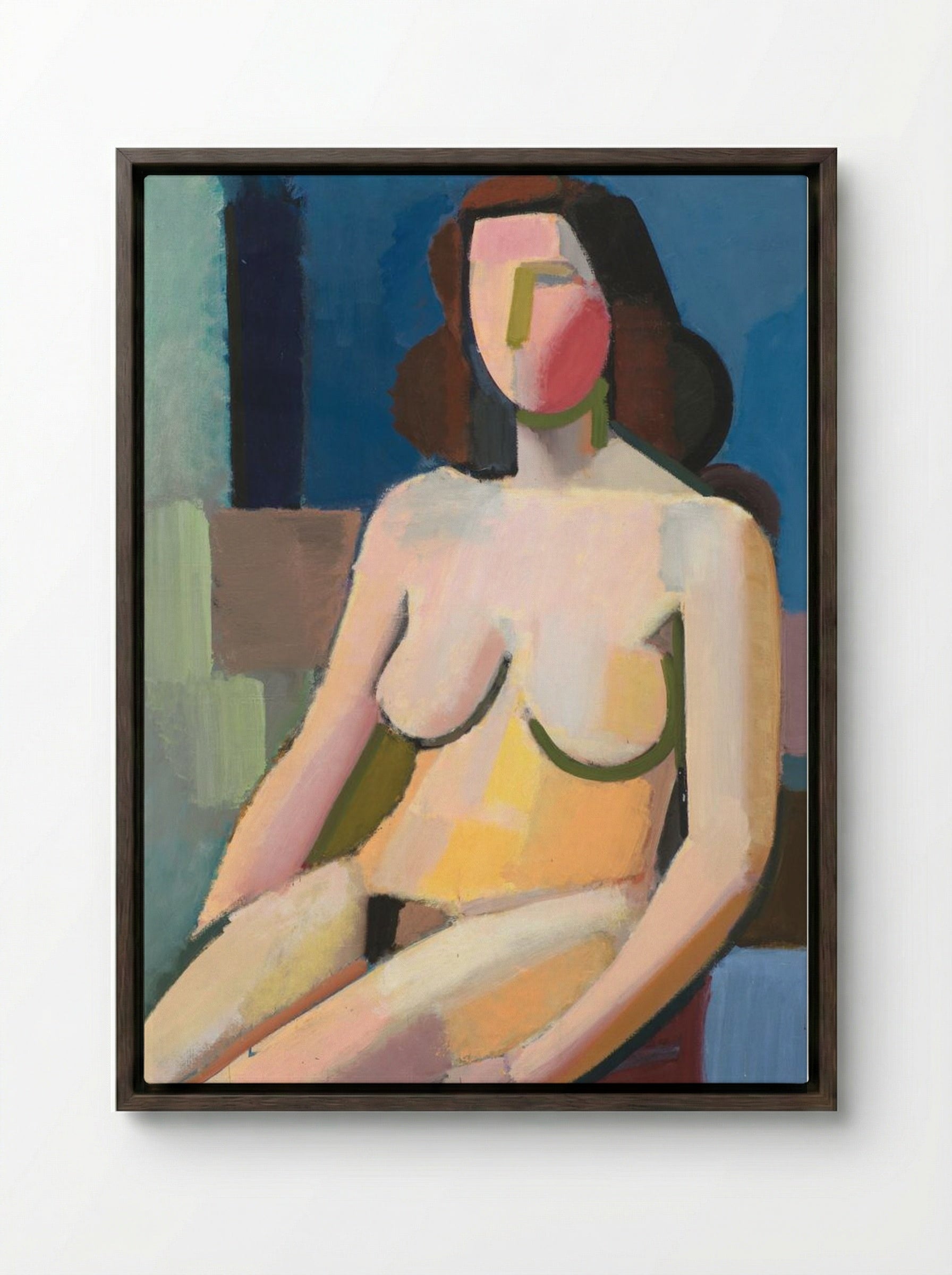 Seated Female Model - Vilhelm Lundstrøm - Framed Canvas Dark Wood