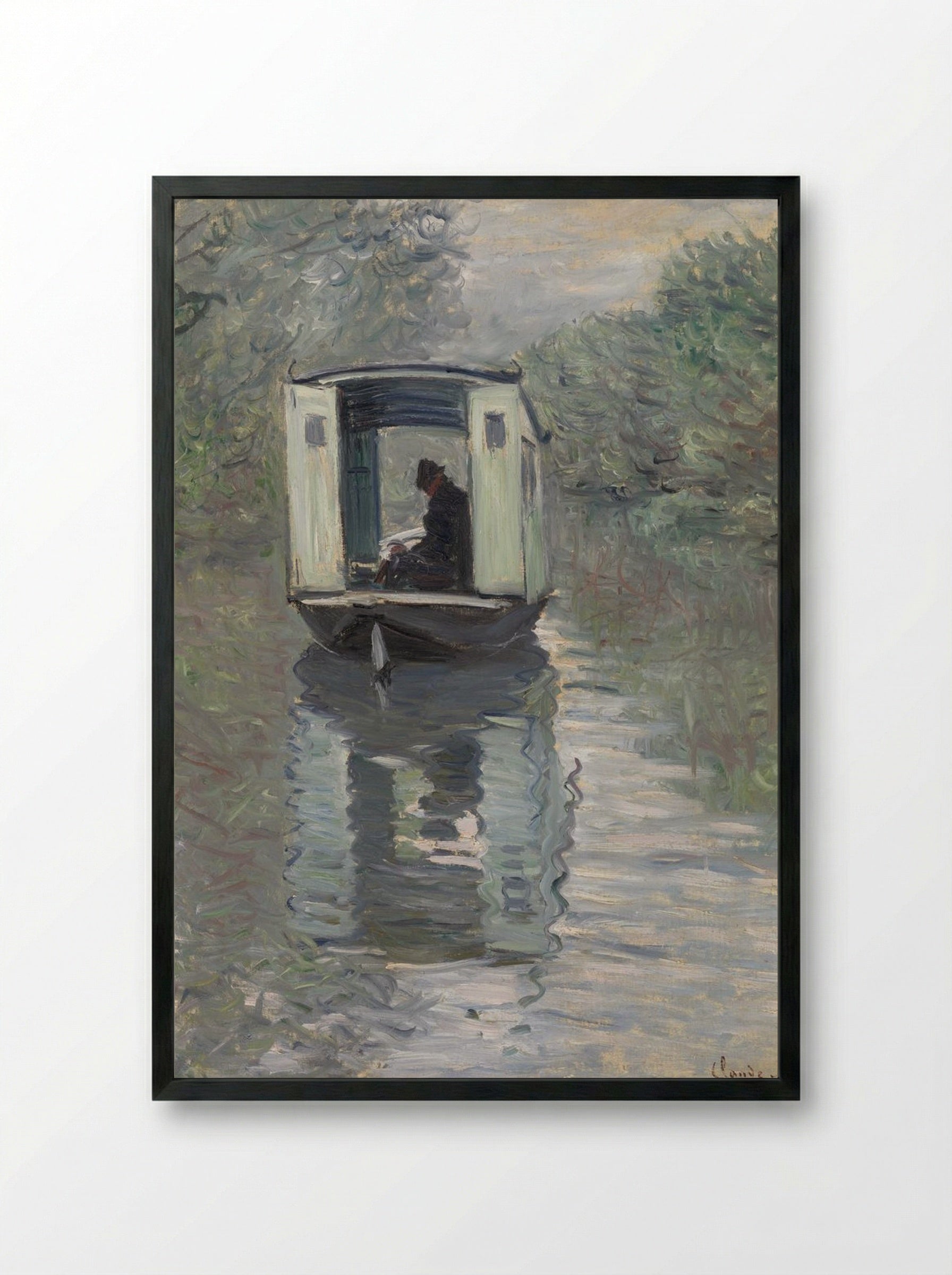 The Studio Boat (Le Bateau-atelier) - Claude Monet - Framed Print Black