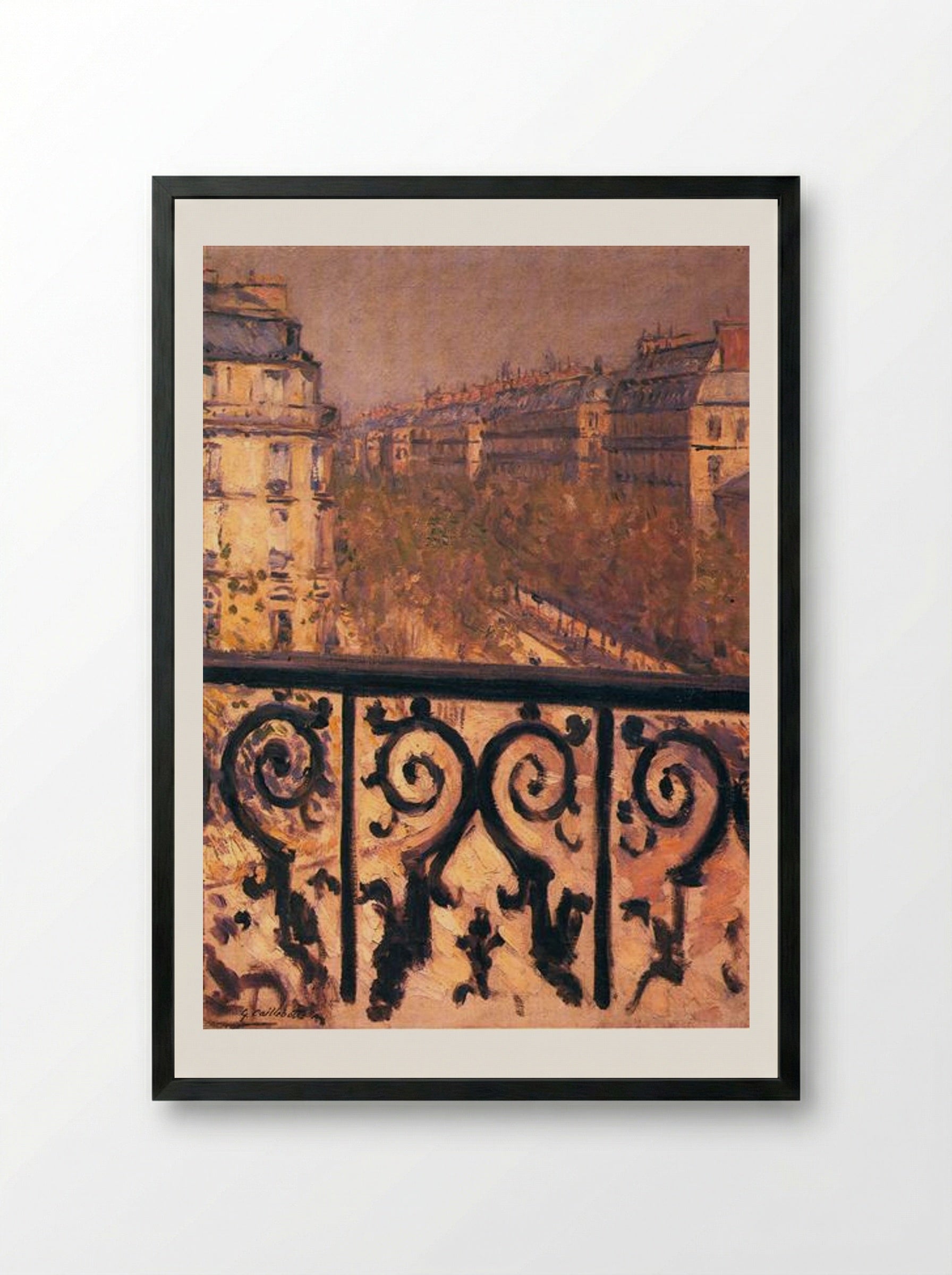 A Balcony in Paris - Gustave Caillebotte - Framed Print Black