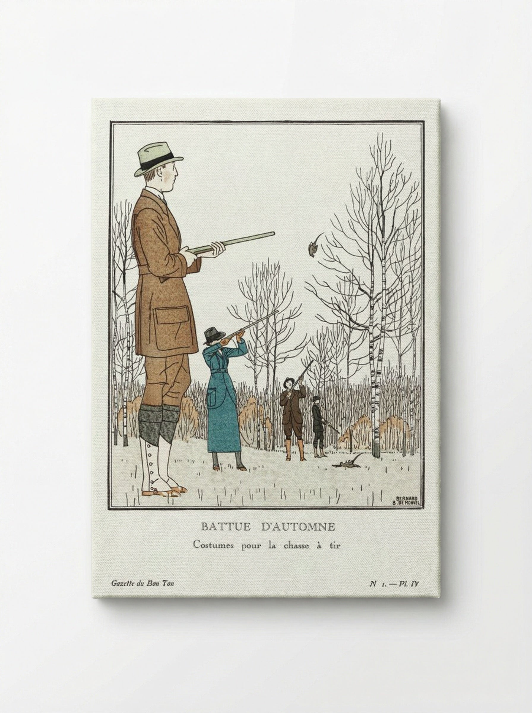 Battue d'Automne (Costumes pour la chasse à tir) - Bernard Boutet de Monvel - Canvas