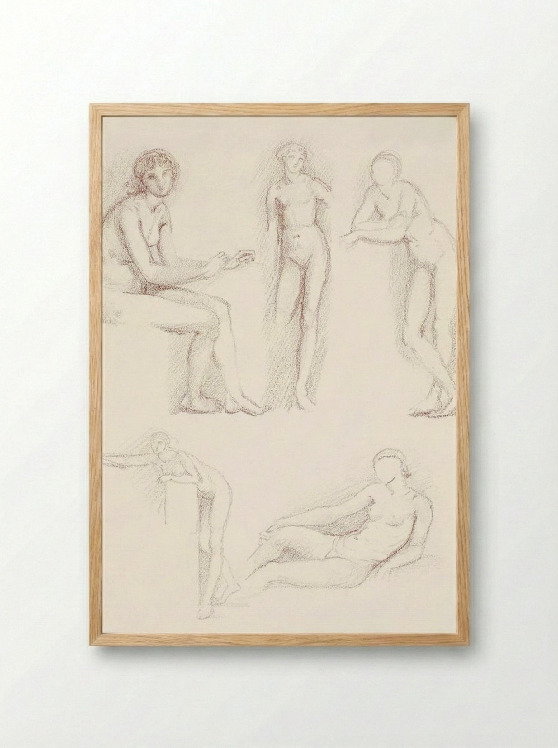 Female Nude: Five Studies - Edward Burne-Jones - Framed Print Wood