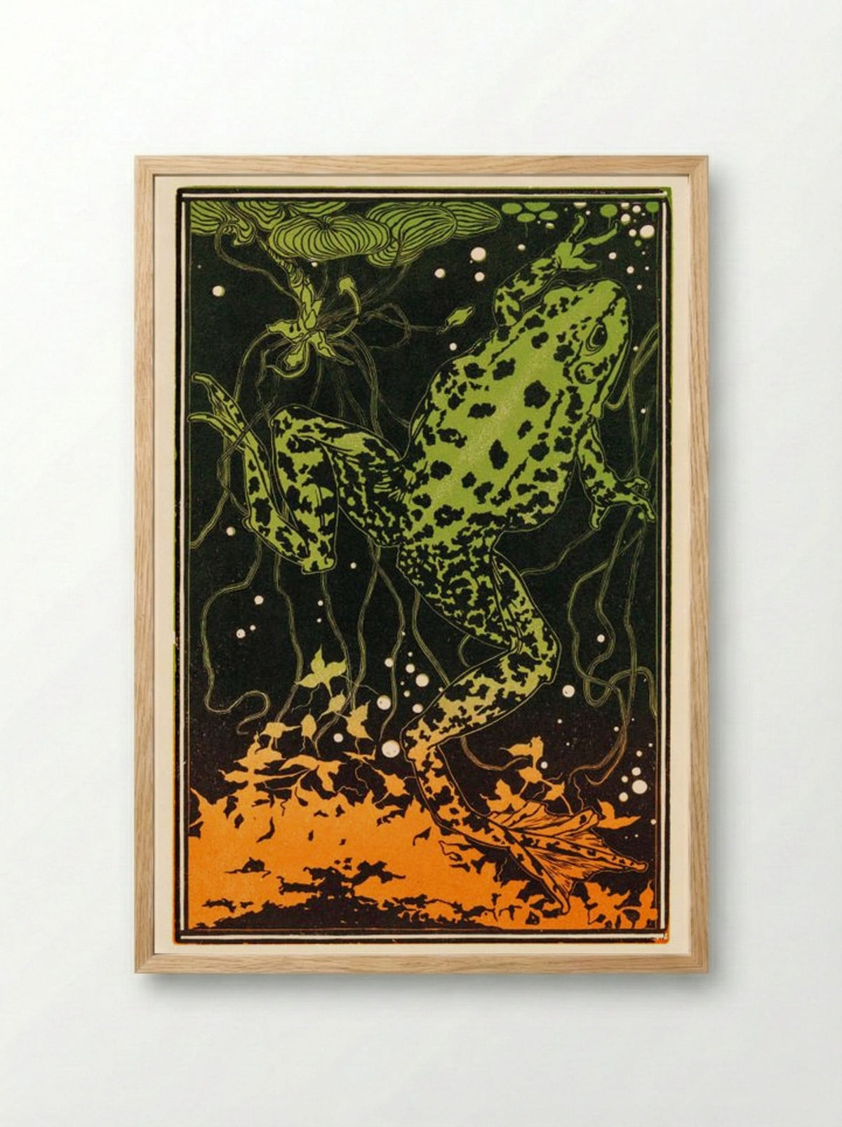 Swimming Frog - Julie de Graag - Framed Print Wood