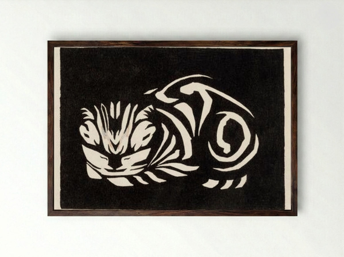 Cat - Julie de Graag - Framed Print Dark Wood