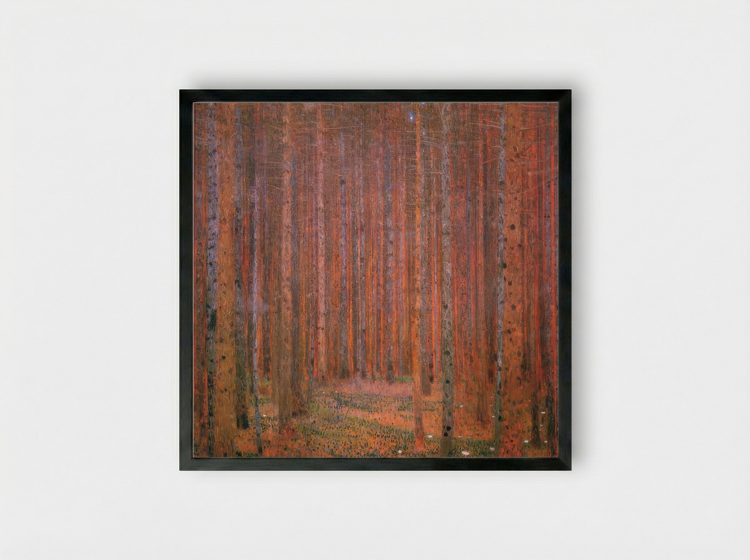 Fir Forest by Henri Rousseau – Dreamlike Woodland Landscape Art Print - Framed Print Black