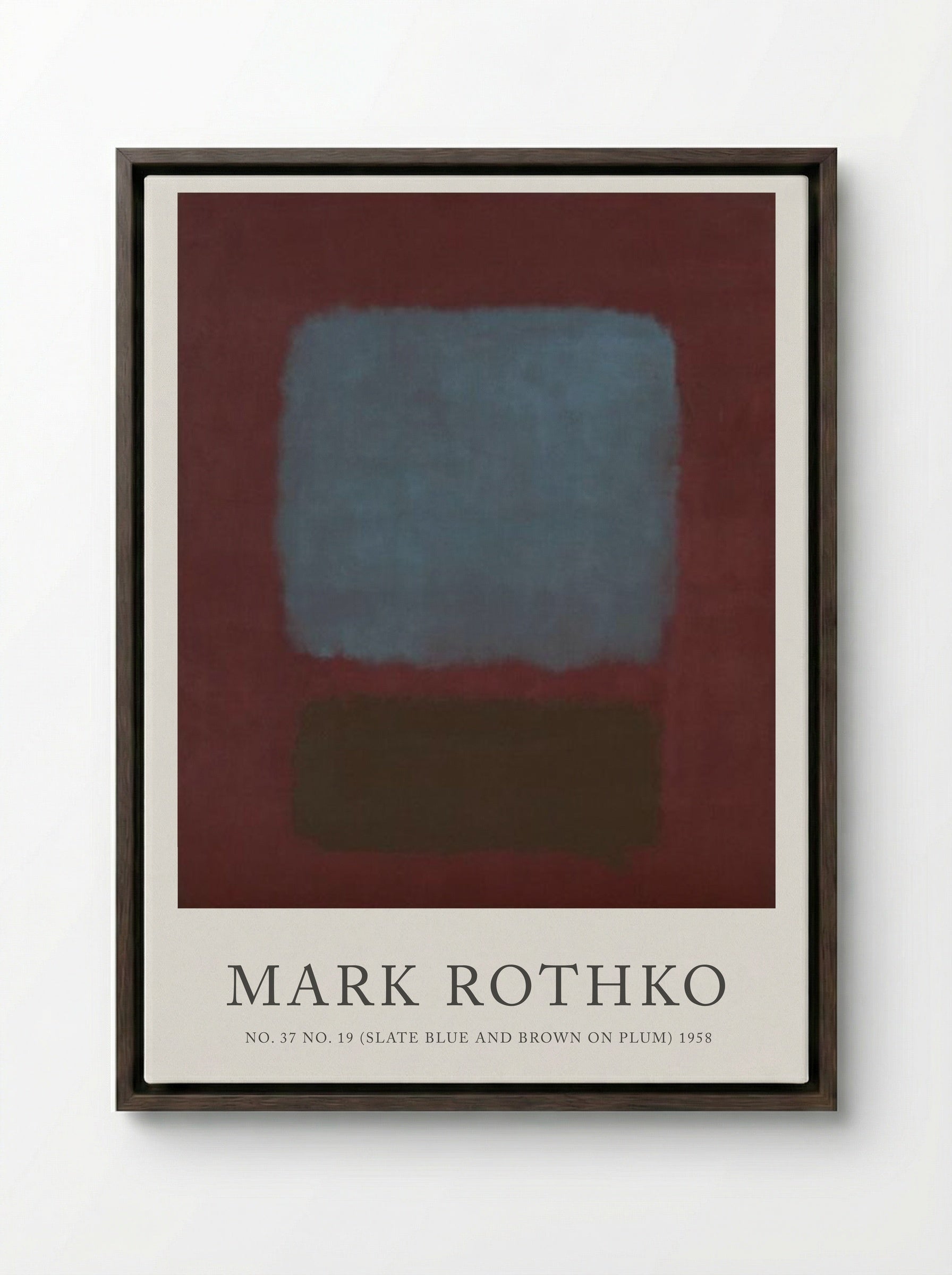 No. 37 No. 19 (Slate Blue and Brown on Plum) - Mark Rothko - Framed Canvas Dark Wood