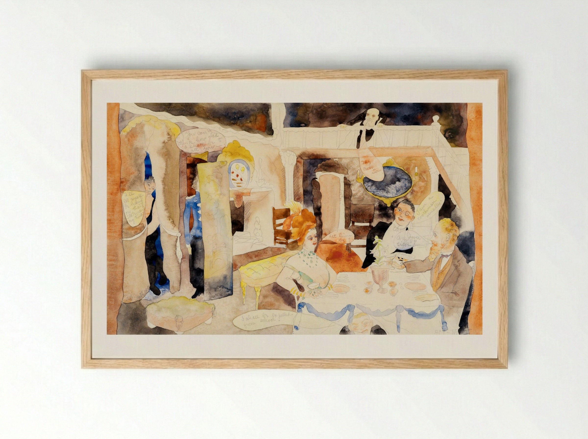 Lulu and Alva Schön at Lunch - Charles Demuth - Framed Print Wood