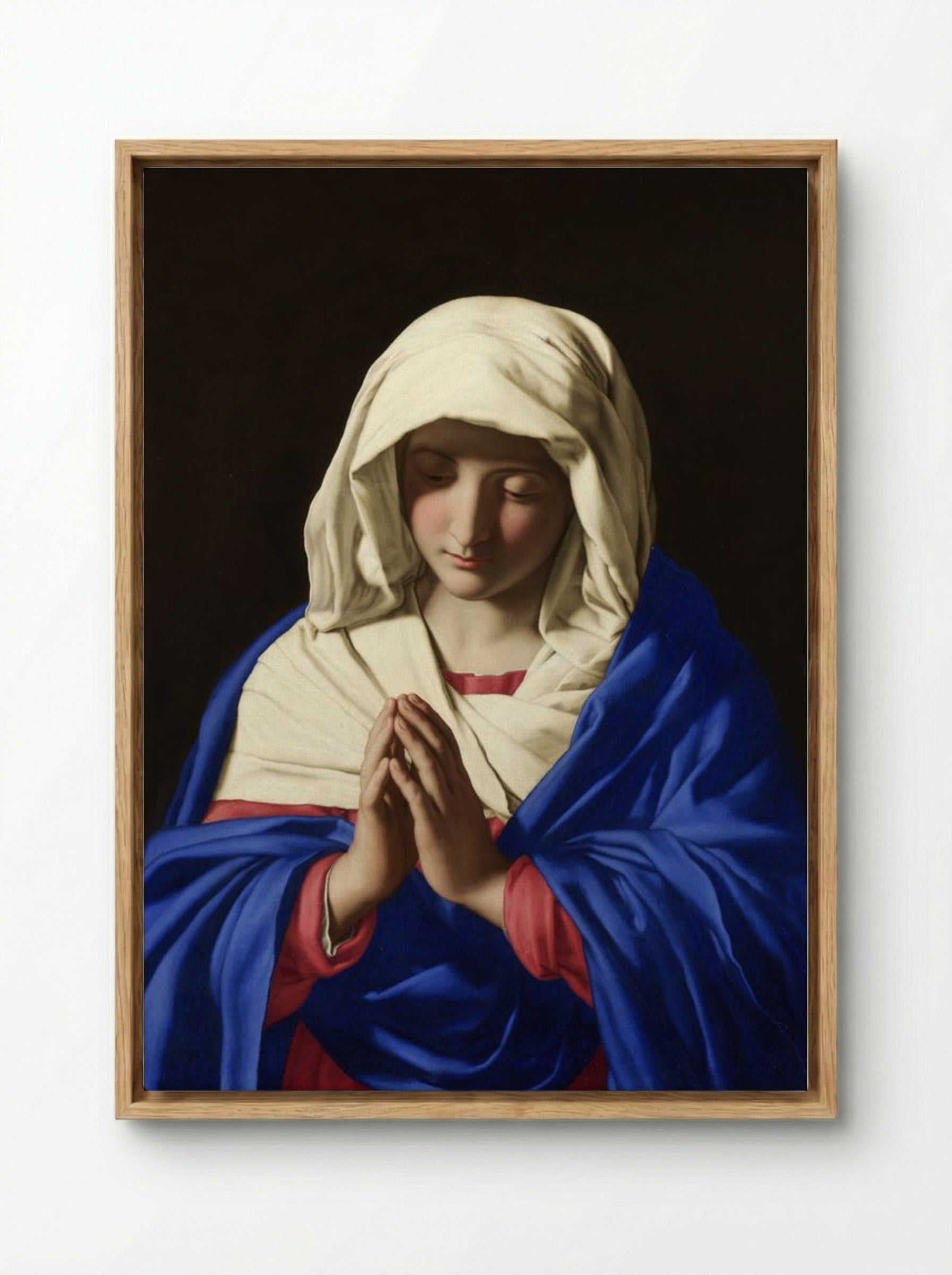The Virgin in Prayer - Hendrick Bloemaert - Framed Canvas Wood