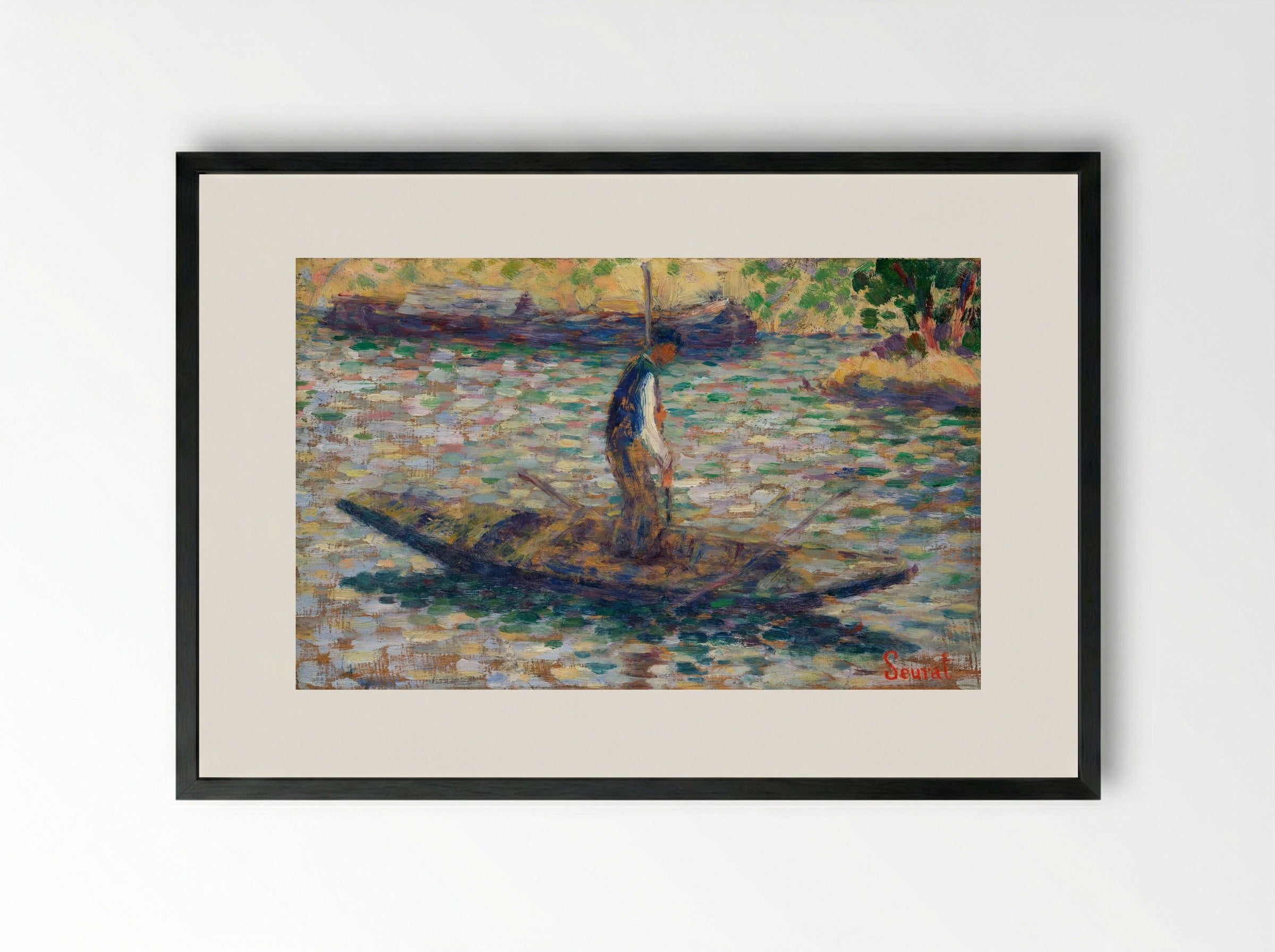 A Fisherman - Georges Seurat - Framed Print Black
