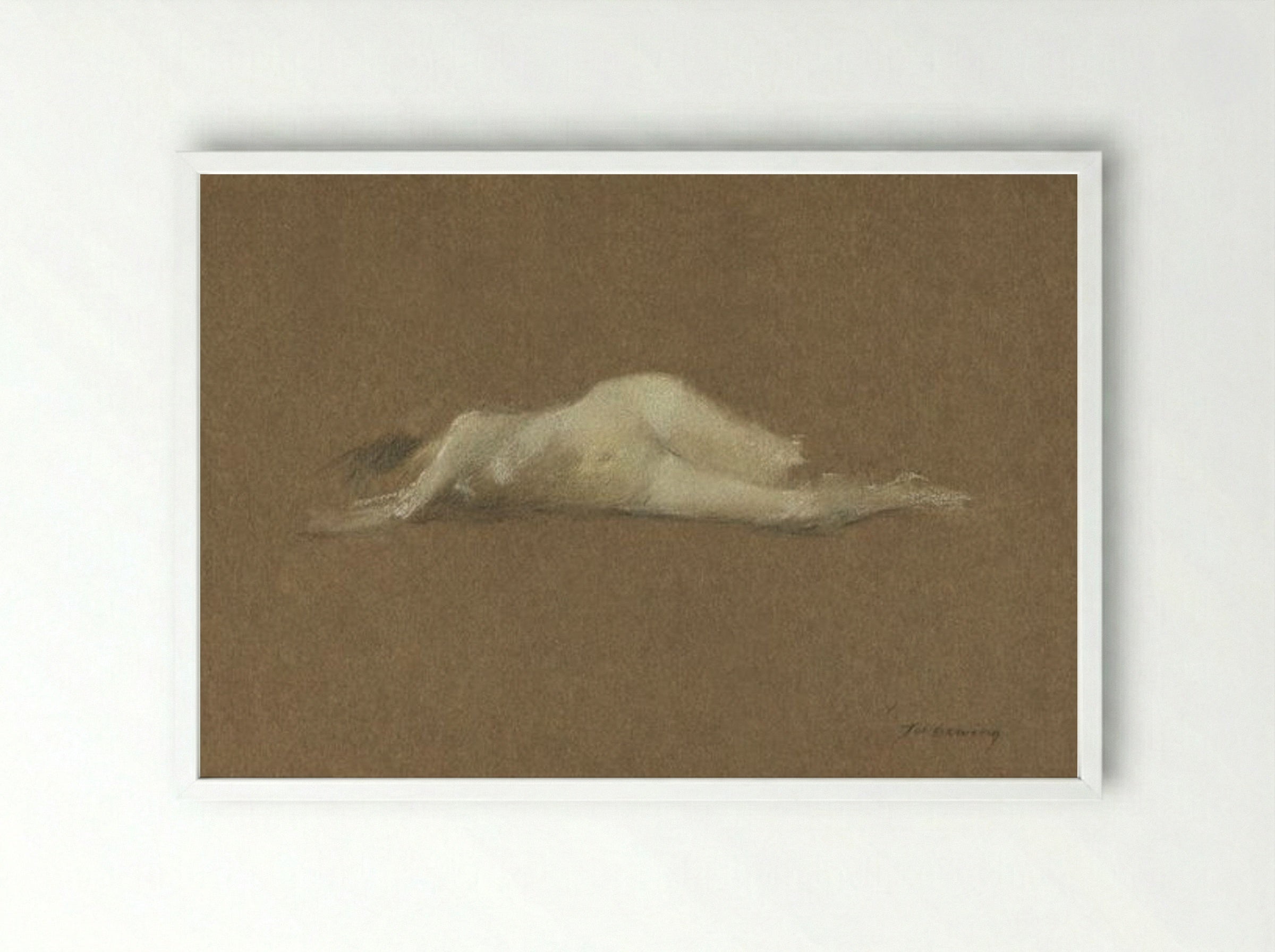 Nude Woman on Her Side - Thomas Wilmer Dewing - Framed Print White