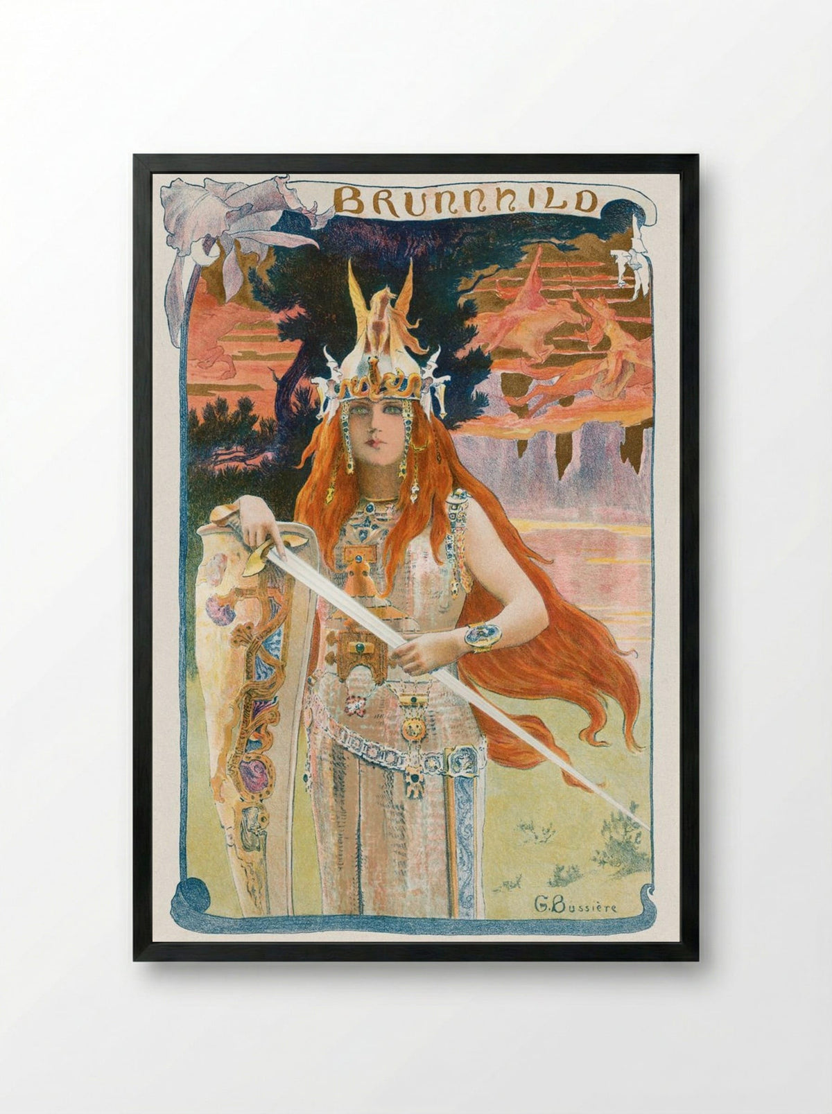 Brunnhild - Gaston Bussière - Framed Print Black