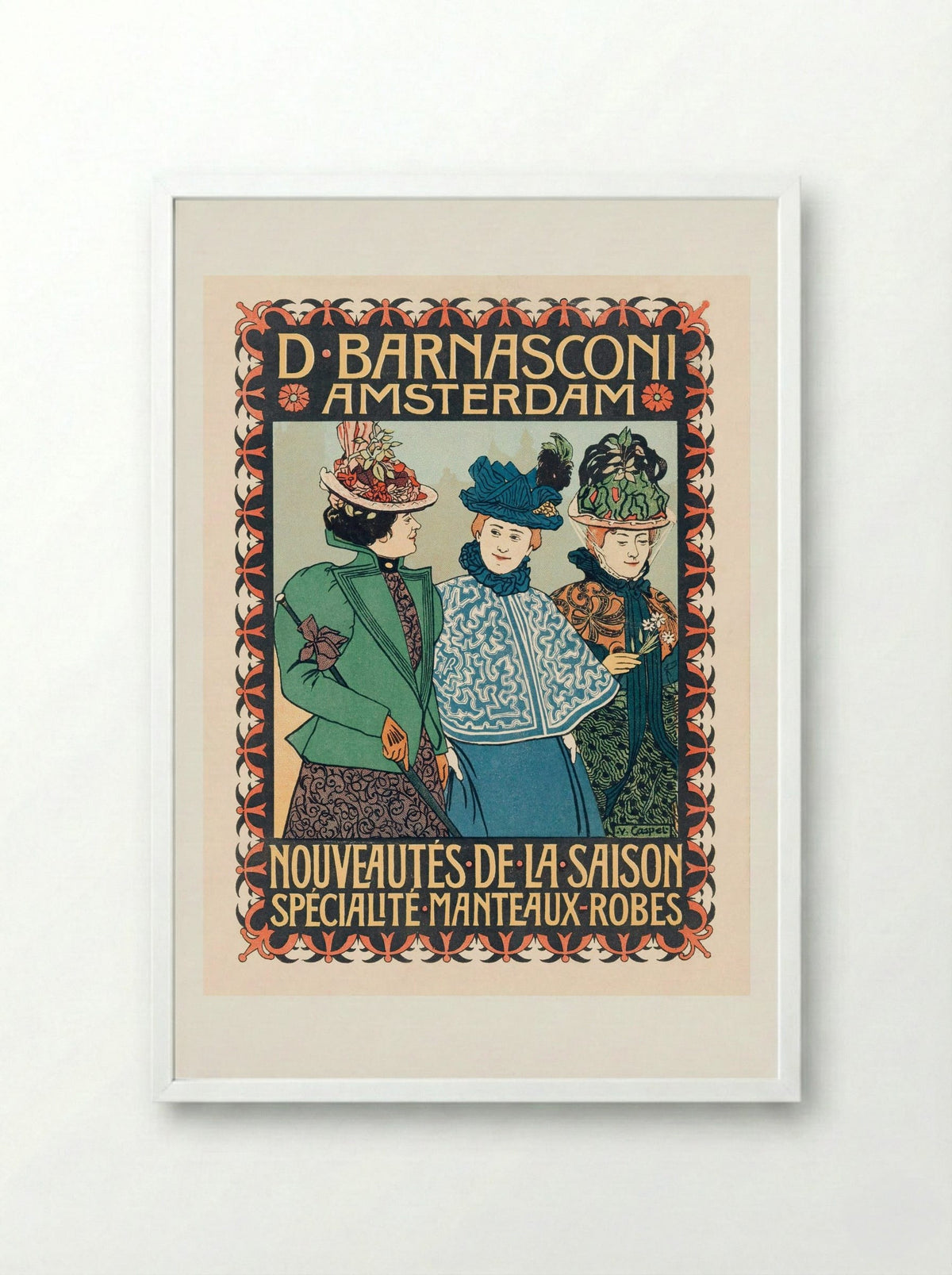 Advertentie van kledingzaak D. Barnasconi in Amsterdam - Johann Georg van Caspel - Framed Print White