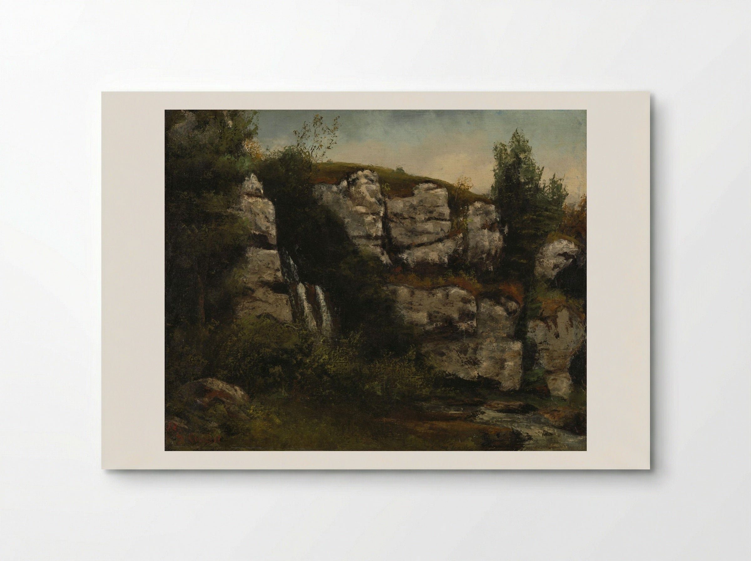 Landscape with Rocks and Waterfall - Gustave Courbet - Poster