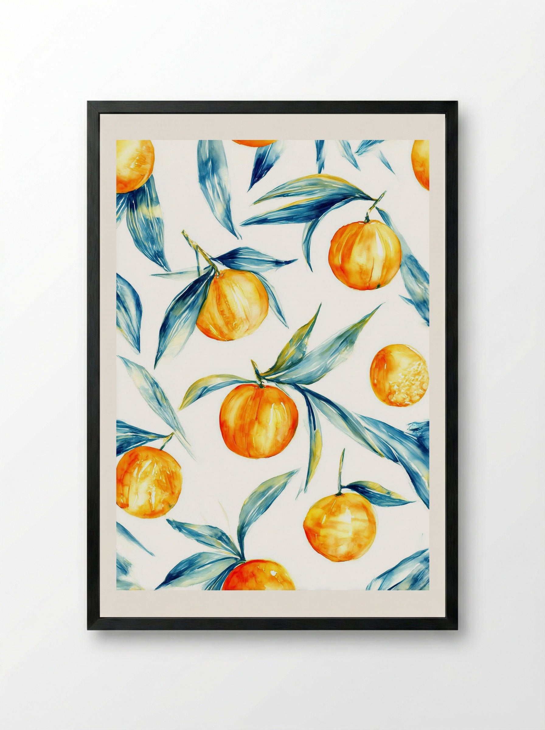 Sun Kissed Citrus Pattern - Framed Print Black
