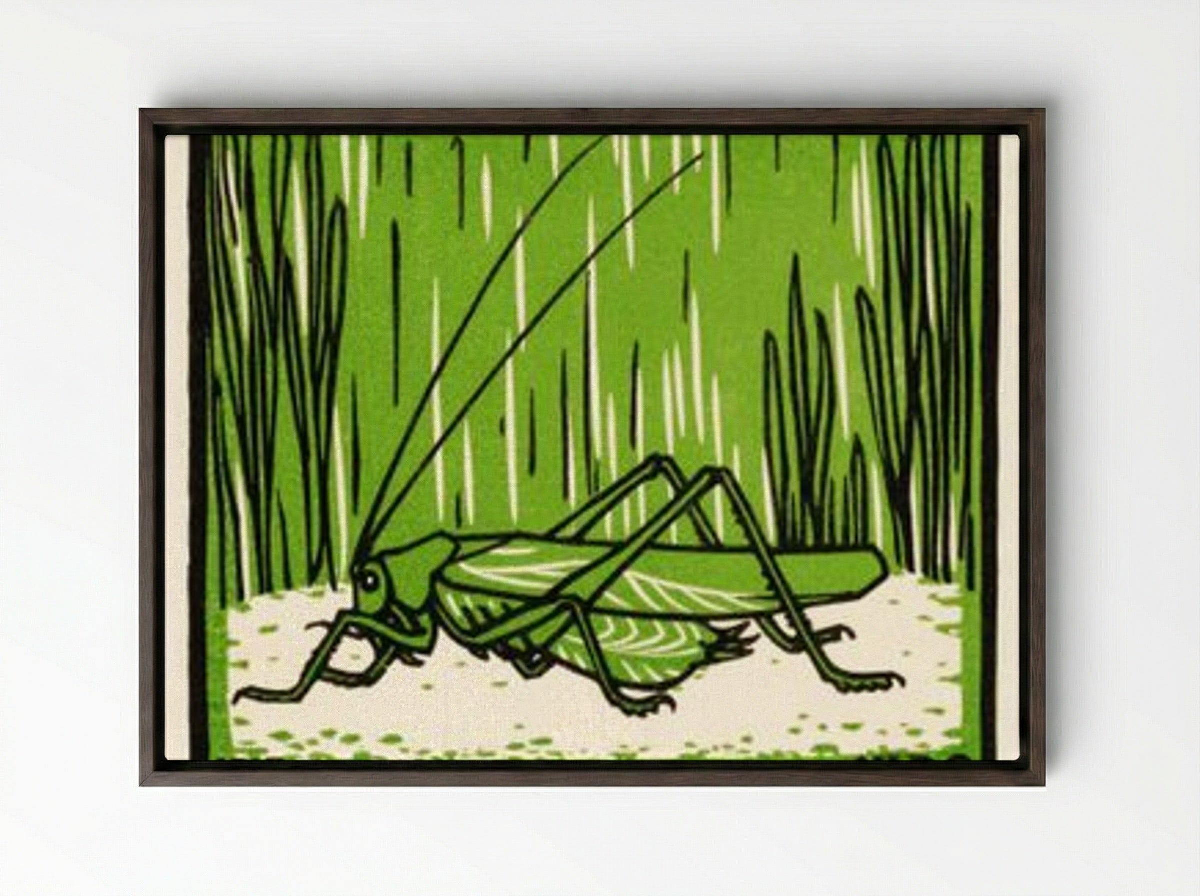 Grasshopper - Julie de Graag - Framed Canvas Dark Wood