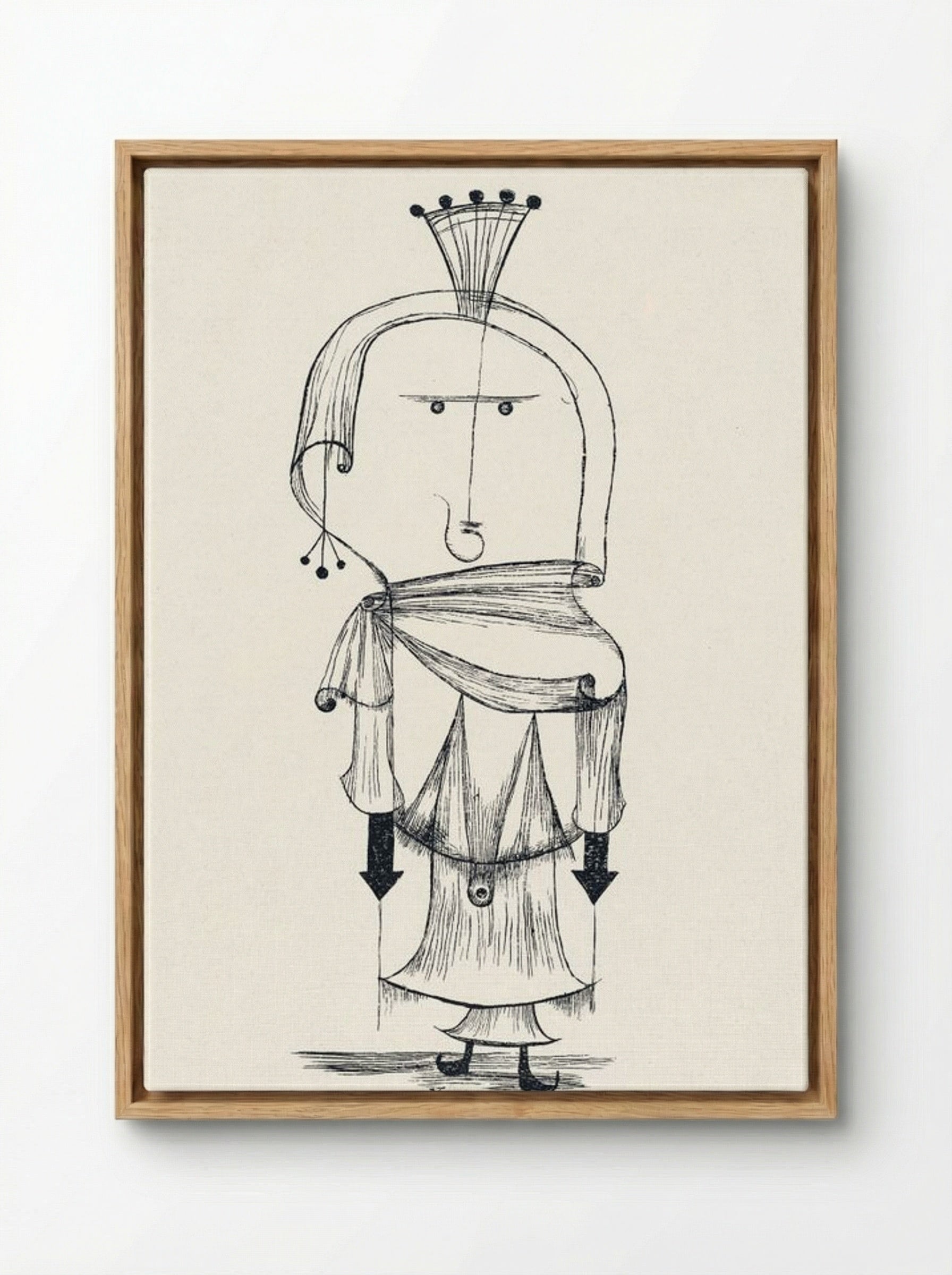 Die Hexe mit dem Kamm (Witch with a Comb) - Paul Klee - Framed Canvas Wood