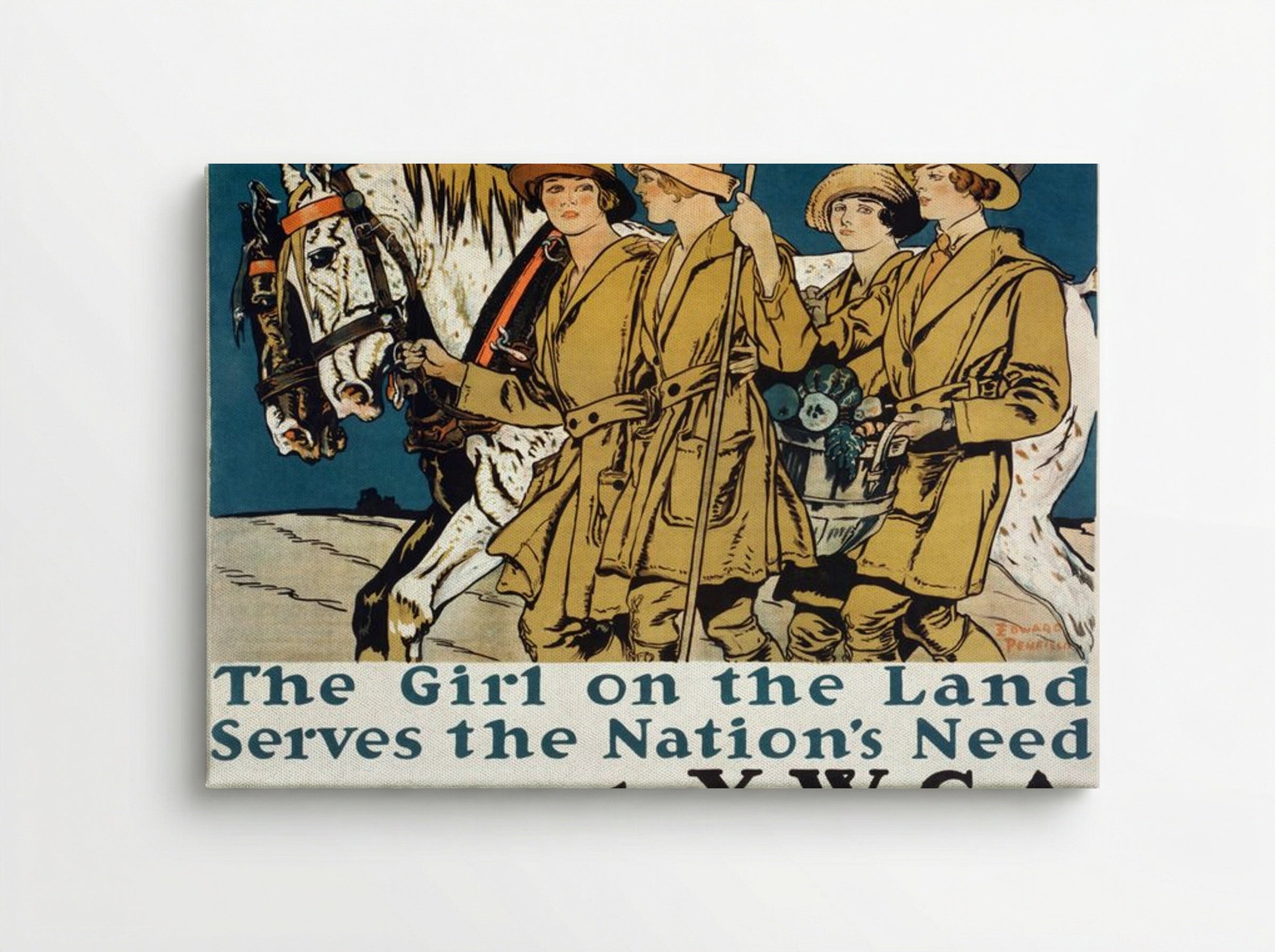 The Girl on the Land Serves the Nation's Need - Edward Penfield - Canvas