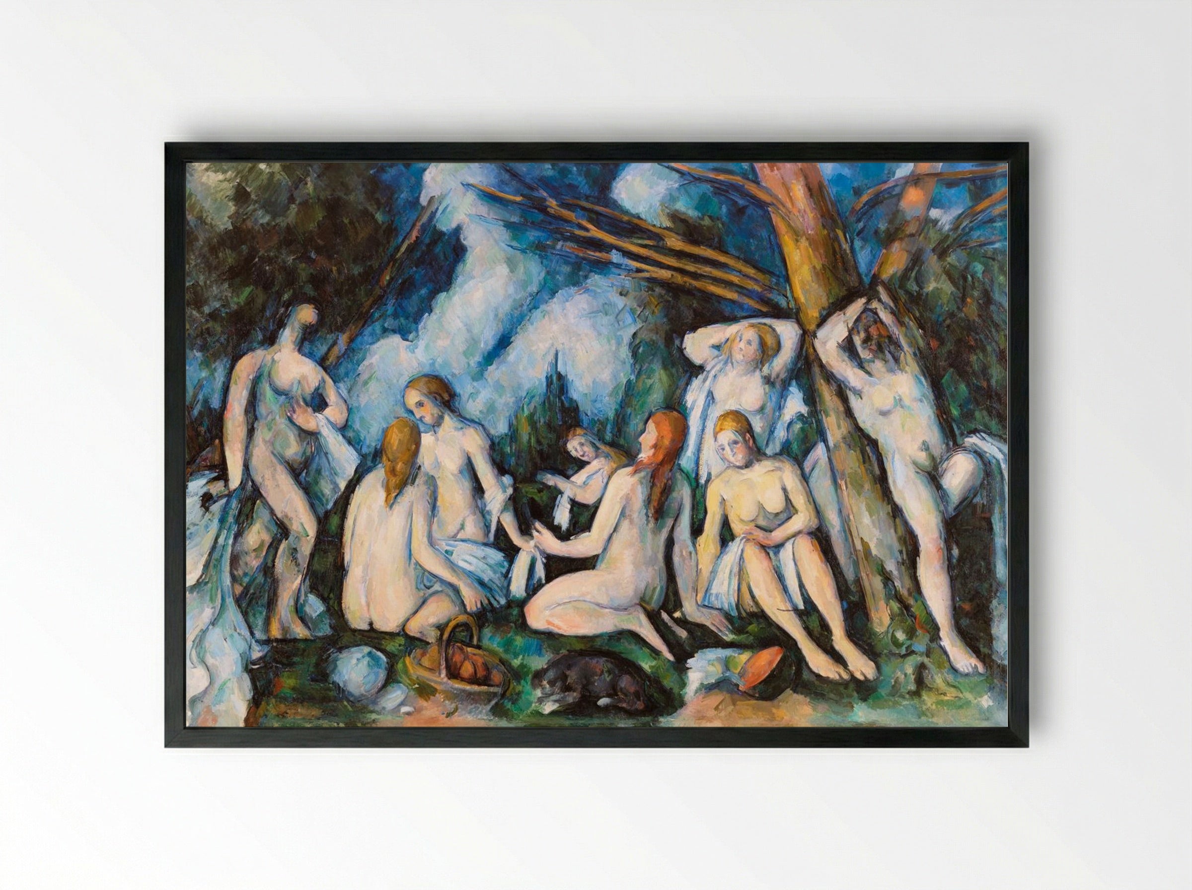 The Large Bathers (Les Grandes Baigneuses) - Paul Cézanne - Framed Print Black