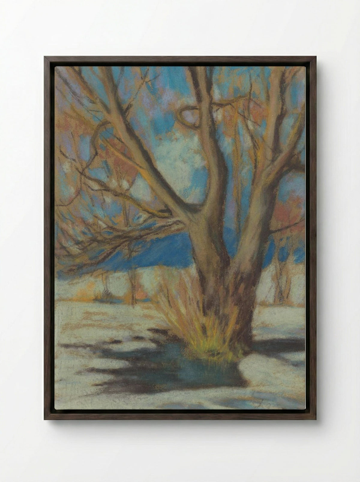 Study of a Bare Tree in Winter - Zolo Palugyay - Framed Canvas Dark Wood